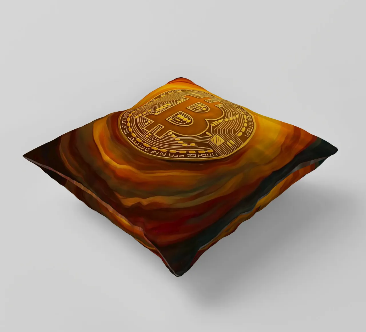 The Glow_BTC decorative cushion by Crypto_Jungle