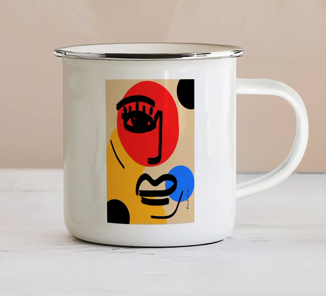 Joyful Abstraction tazza in smalto da Mike Leymi