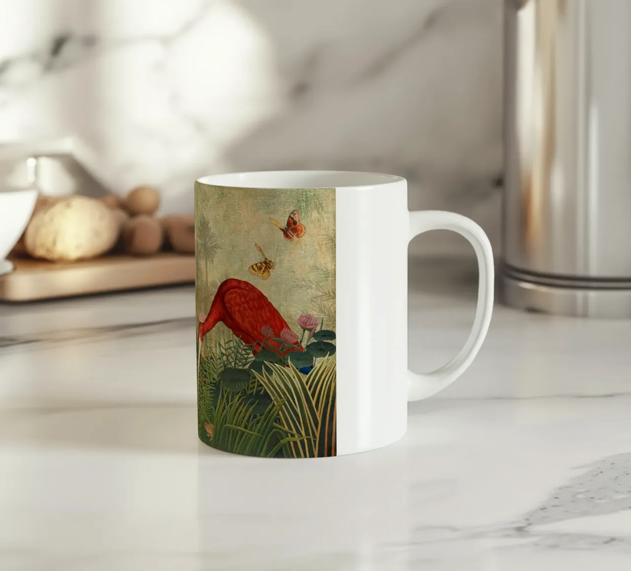 Ibis esotici d'epoca in un giardino tropicale tazza in ceramica da Vintage World - Uta Naumann