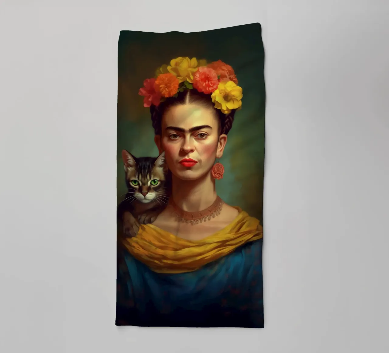 Frida's cat world towel by Carinaprint