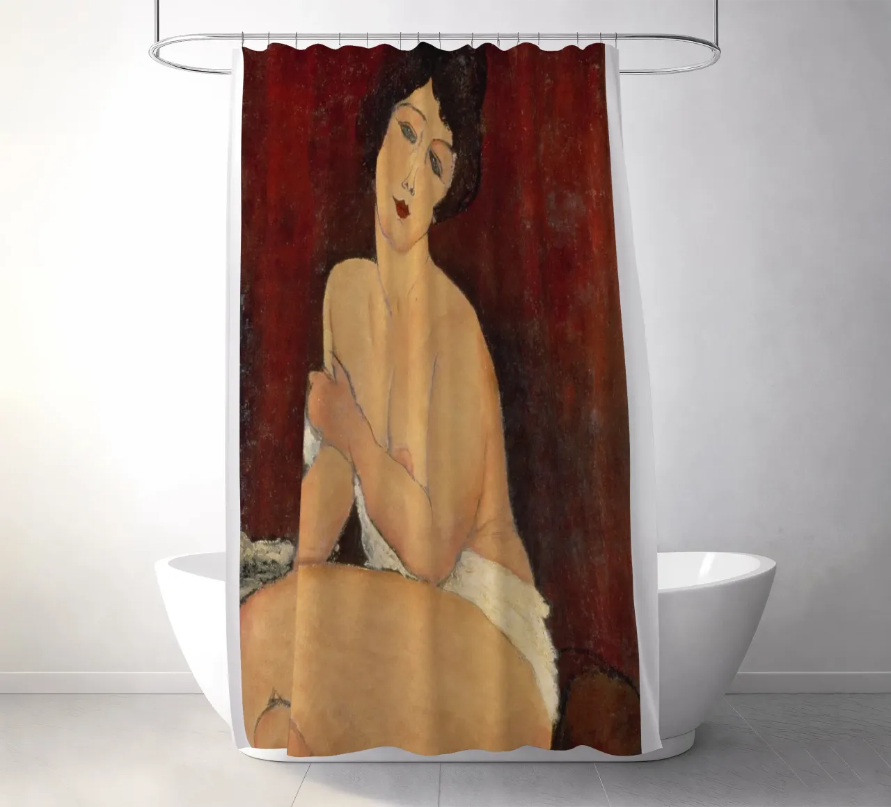 Amadeo Modigliani - Nudo seduto su un divano tenda da doccia da ARTOTHEK