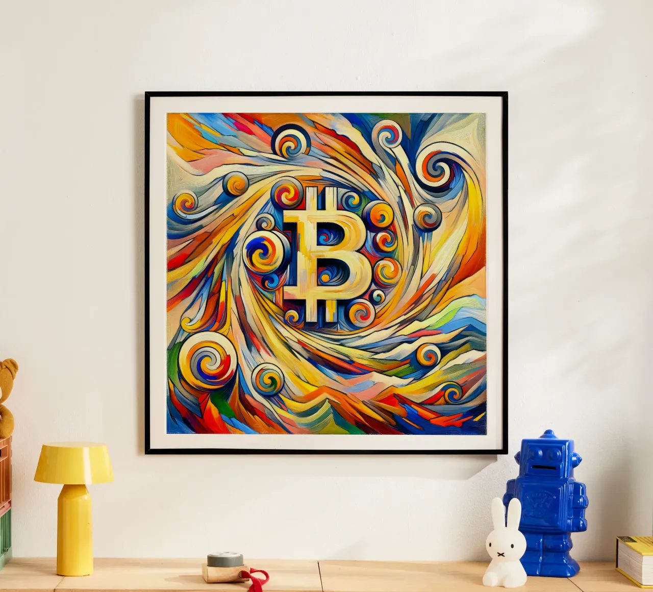 Swirl_BTC poster con telaio in alluminio da Crypto_Jungle
