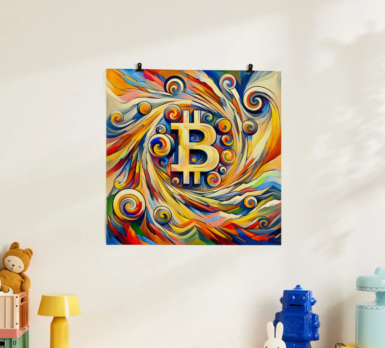 Swirl_BTC poster con telaio in alluminio da Crypto_Jungle