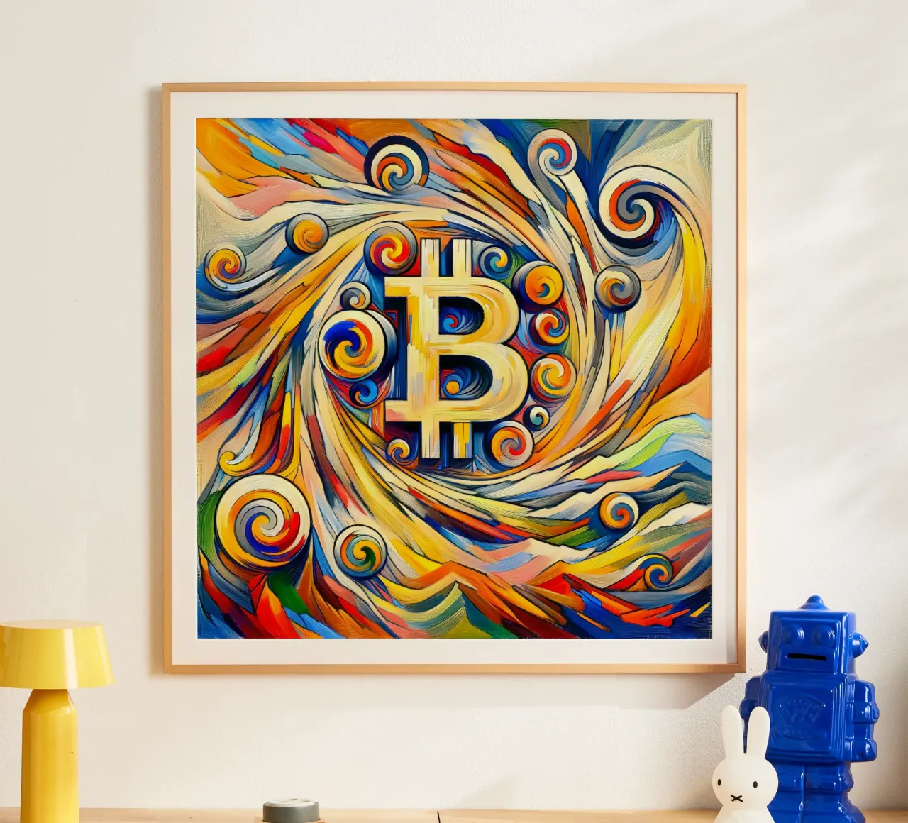 Swirl_BTC poster con telaio in alluminio da Crypto_Jungle