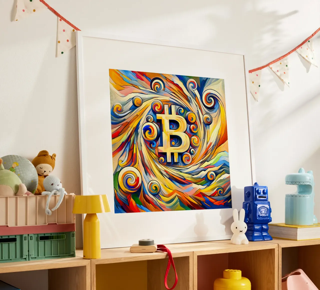 Swirl_BTC poster con telaio in alluminio da Crypto_Jungle