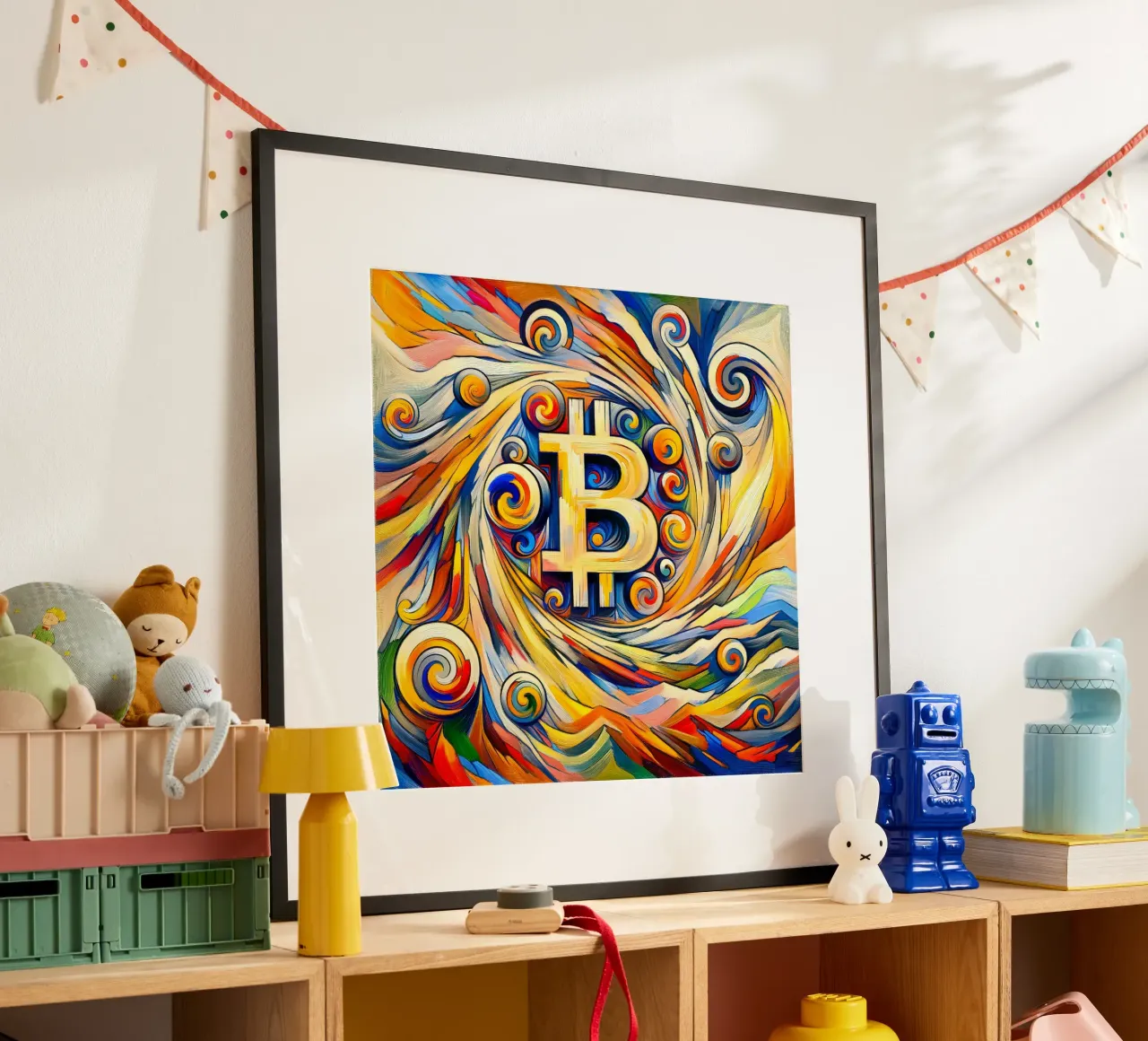 Swirl_BTC poster con telaio in alluminio da Crypto_Jungle