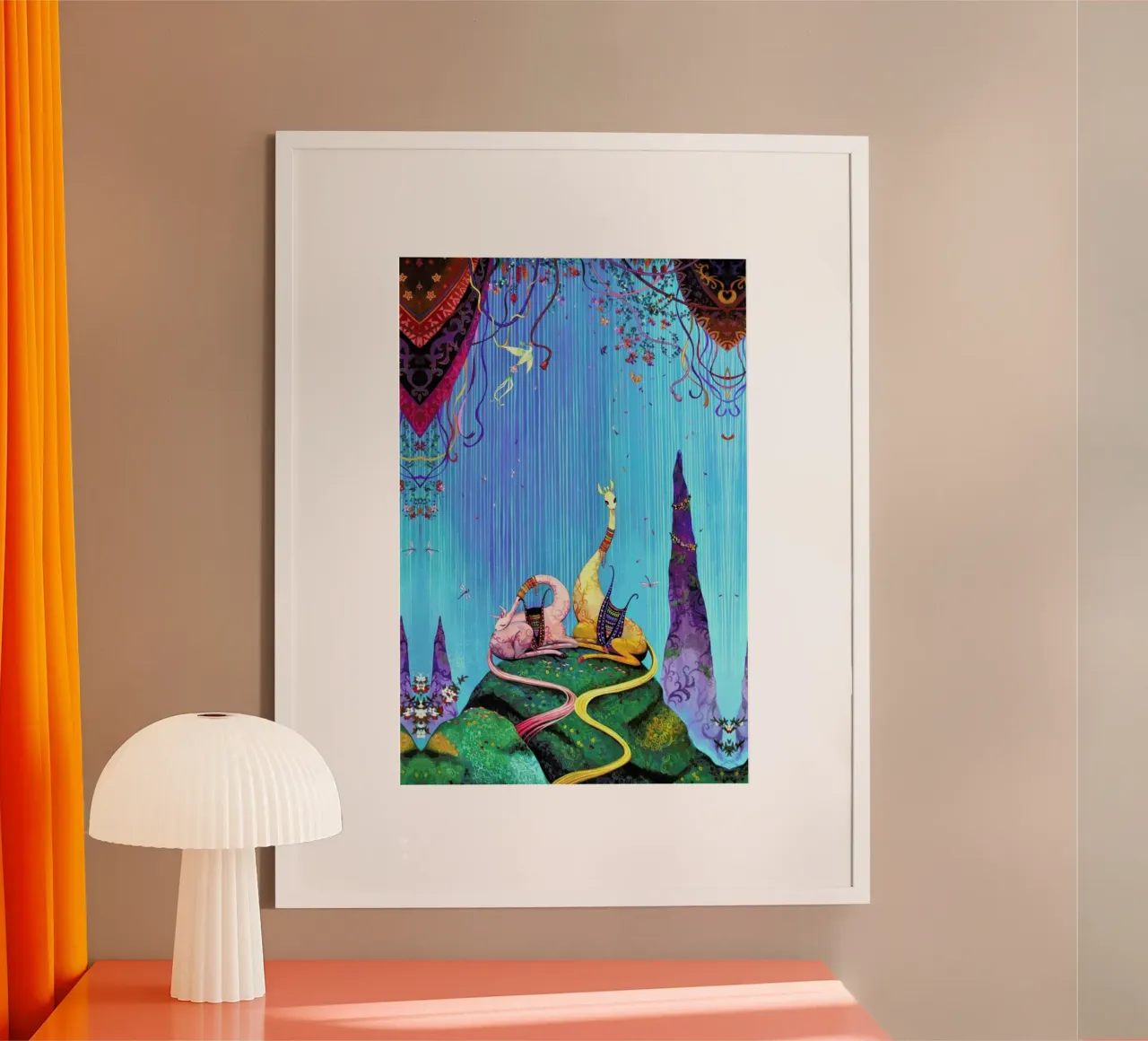 Summer Waterfall poster con telaio in plastica da Naito Shinpei