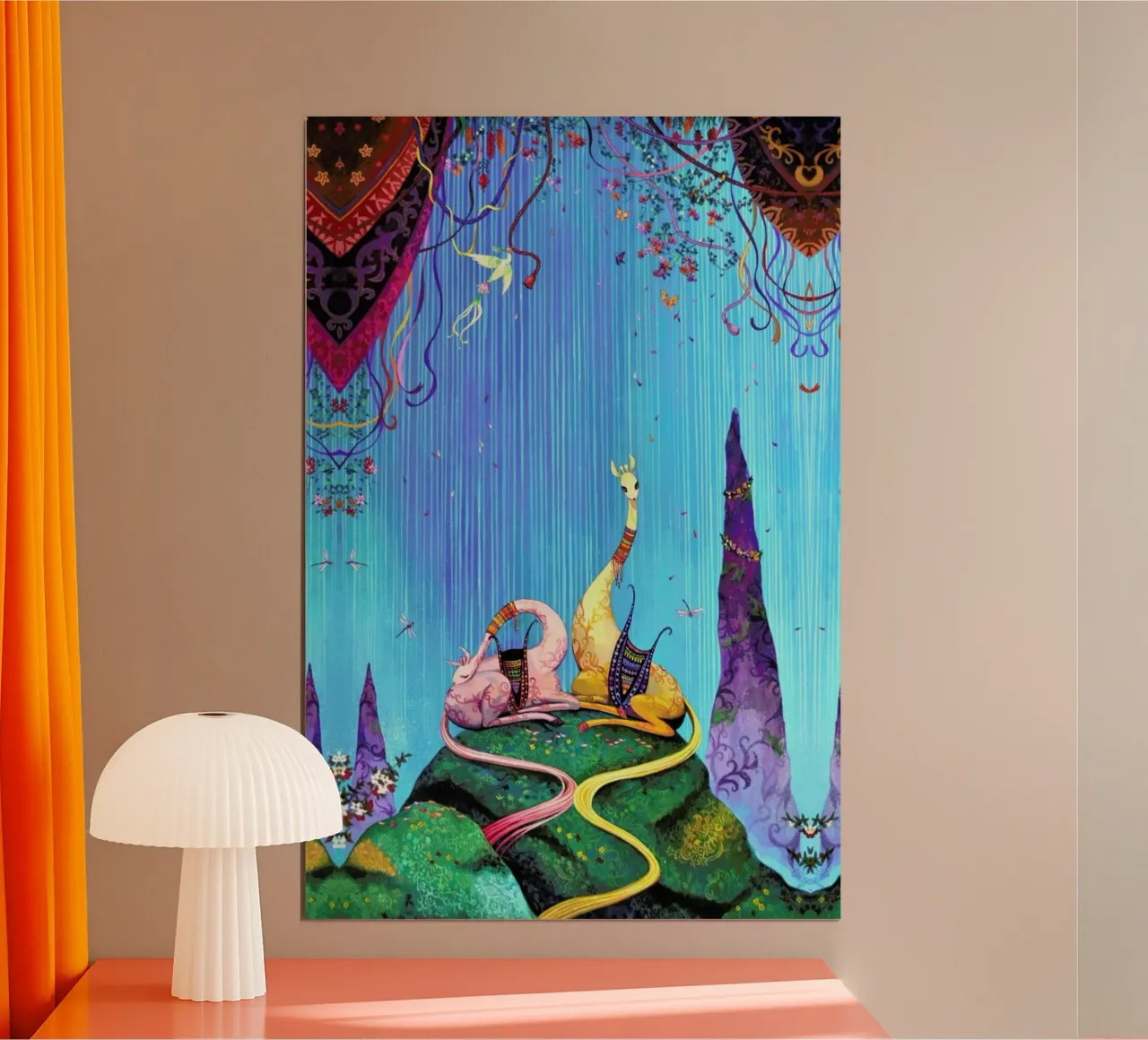 Summer Waterfall poster con telaio in plastica da Naito Shinpei
