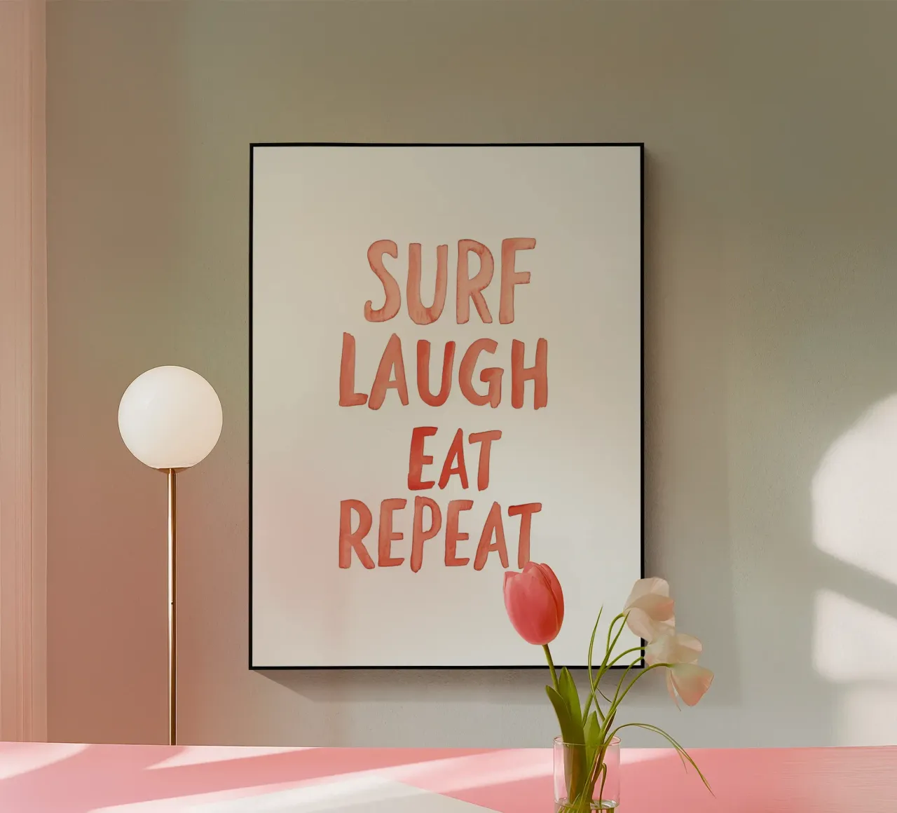 Surf Laugh Eat Repeat acrylic glass by treechild