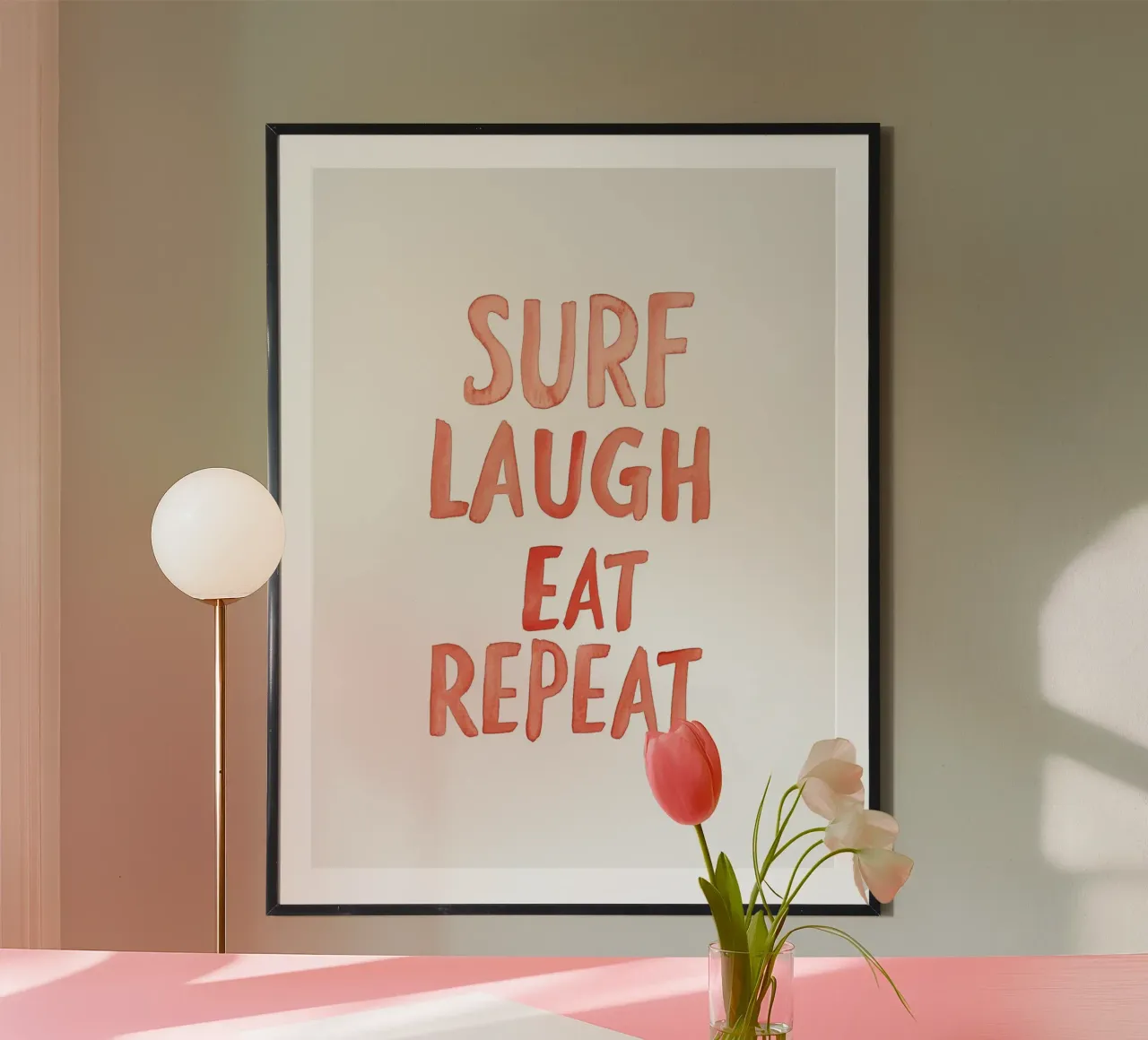 Surf Laugh Eat Repeat carta hahnemühle da treechild