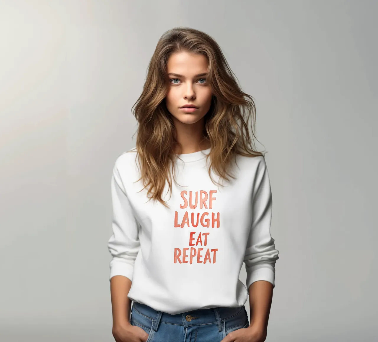 Surf Laugh Eat Repeat (without Background) felpa da treechild