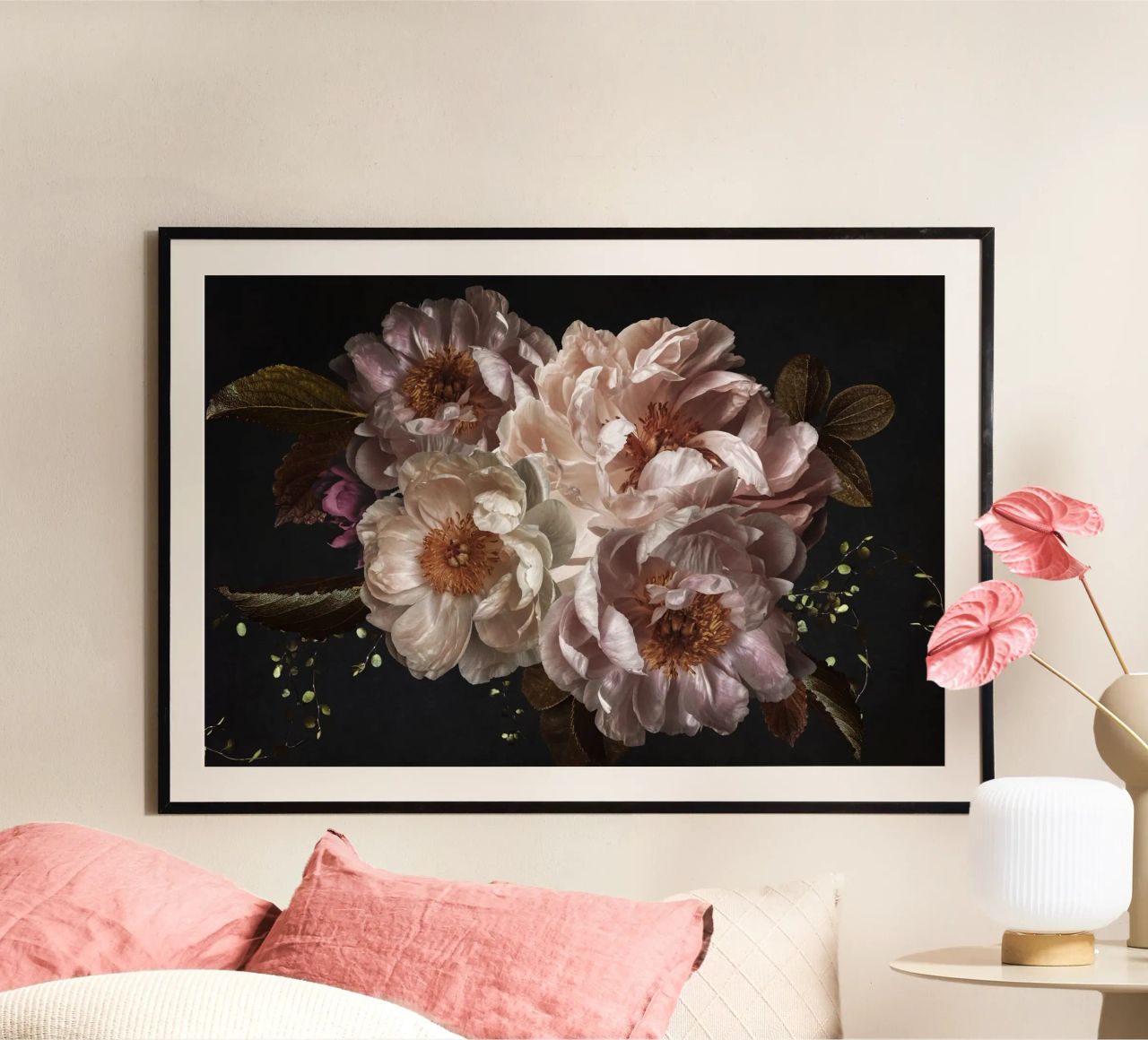 Ramo Medianoche Vintage Blush Peonies poster de Flower Garden - Uta Naumann