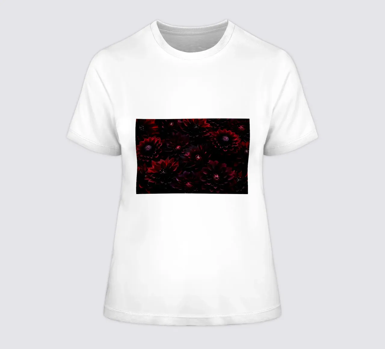 Baroque burgundy gothic mystic dahlia garden women's fitted t-shirt by Flower Garden - Uta Naumann