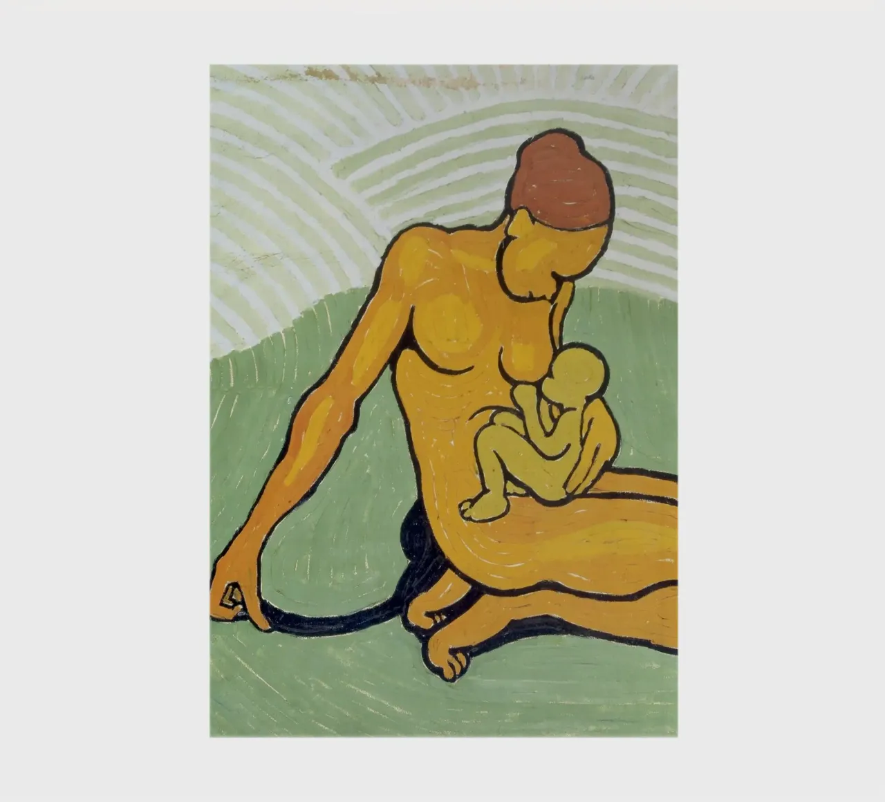 Wilhelm Morgner - Mother with child on green ground notebook by ARTOTHEK