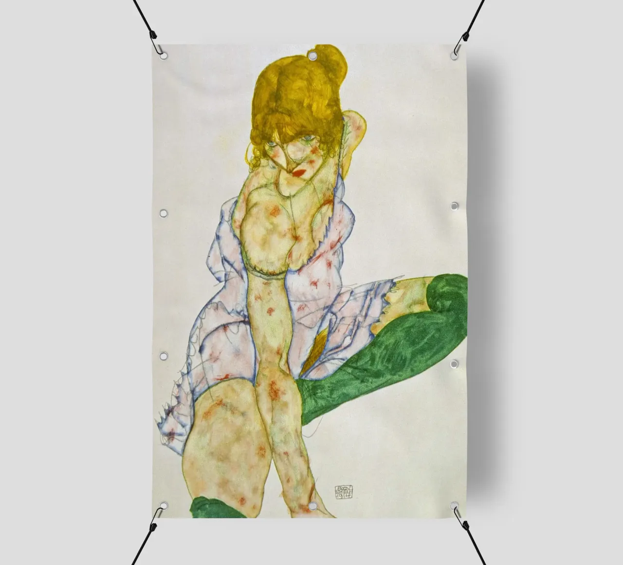 Egon Schiele - Ragazza bionda con calze verdi telo in pvc da ARTOTHEK
