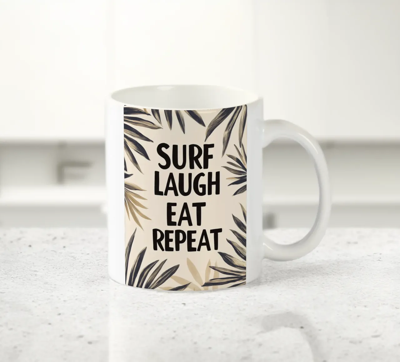 Surf Laugh Eat repeat No 2 tazza in ceramica da treechild