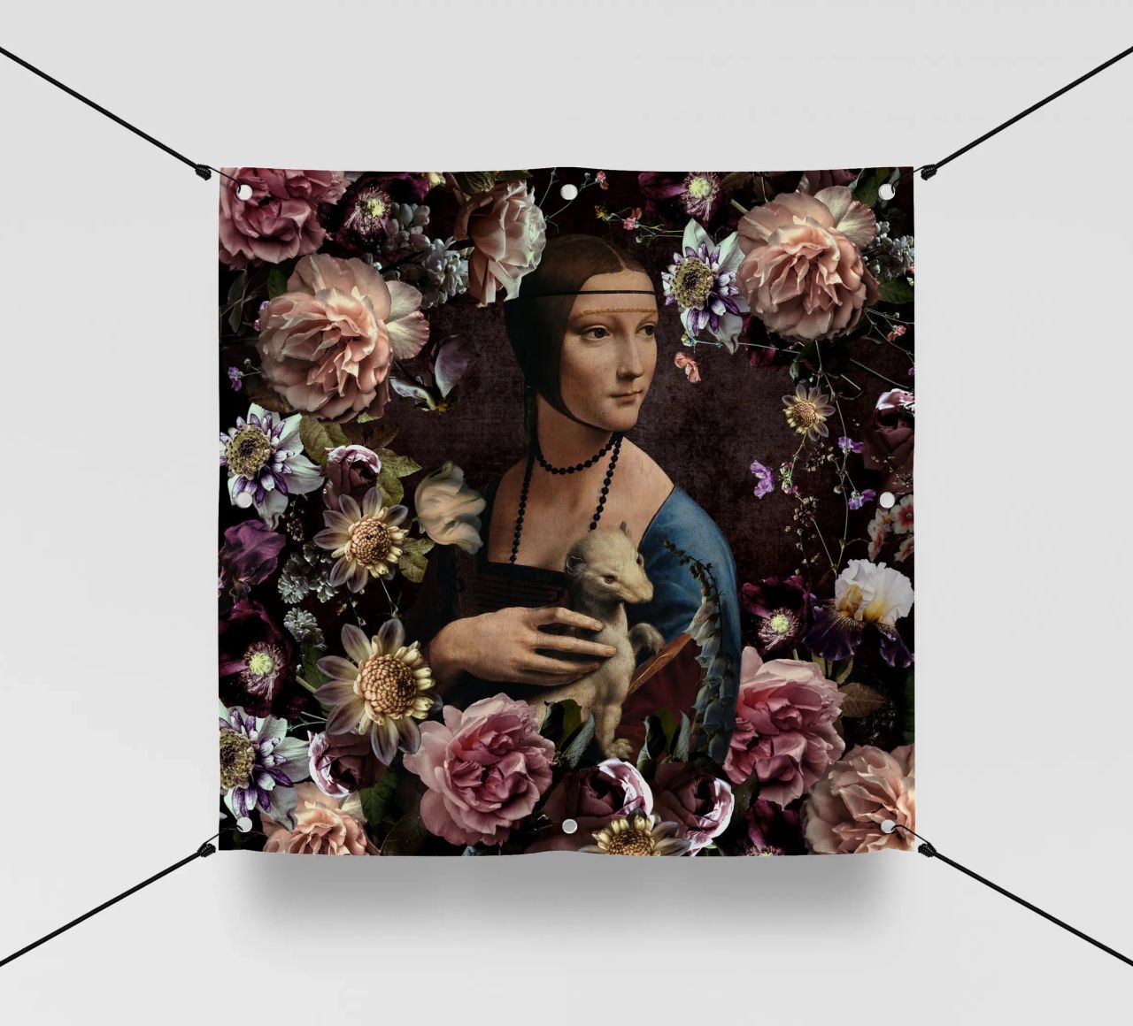 Signora con l'ermellino - Adattamento floreale telo in pvc da Flower Garden - Uta Naumann