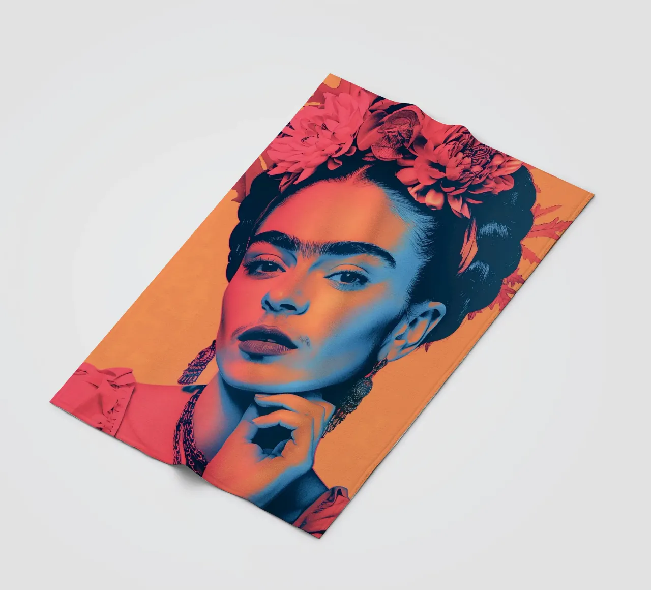 Frida pop art in spiaggia coperta in pile da Carinaprint