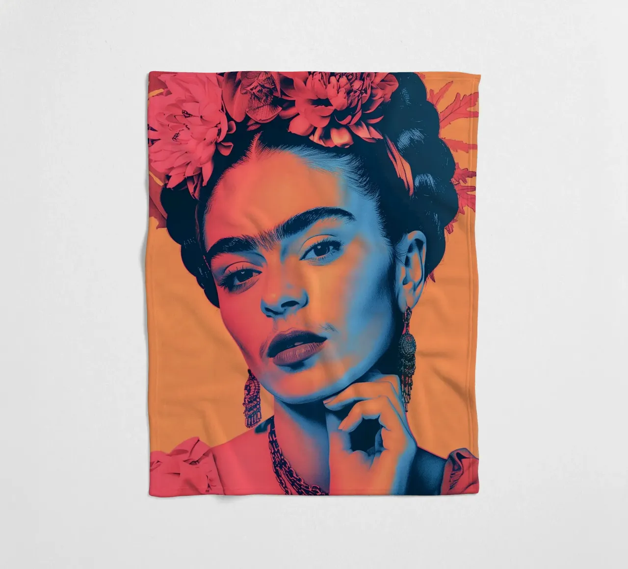 Frida pop art in spiaggia coperta in pile da Carinaprint