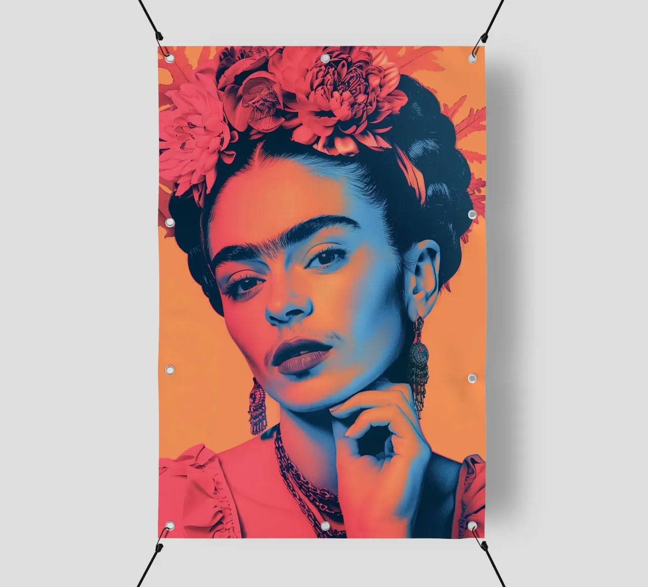 Frida pop art in spiaggia telo in pvc da Carinaprint