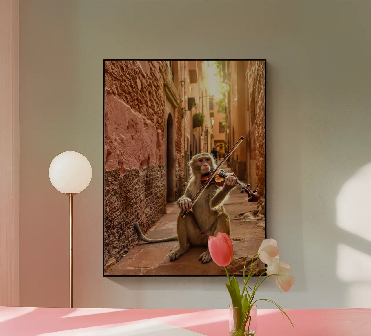 Der geigende Affe von Marrakesch Acryl-Glas von Art-Travel