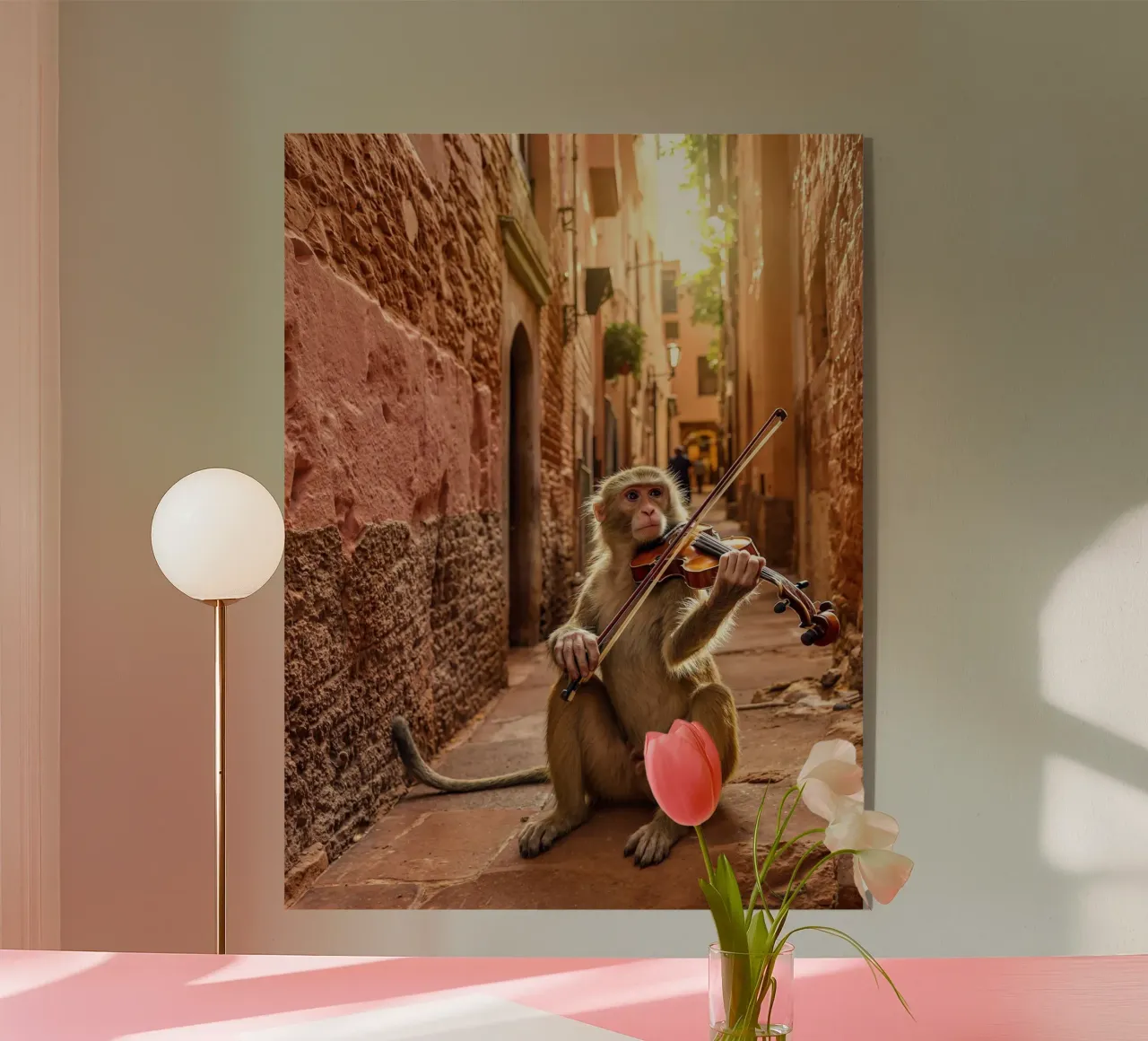Der geigende Affe von Marrakesch Acryl-Glas von Art-Travel