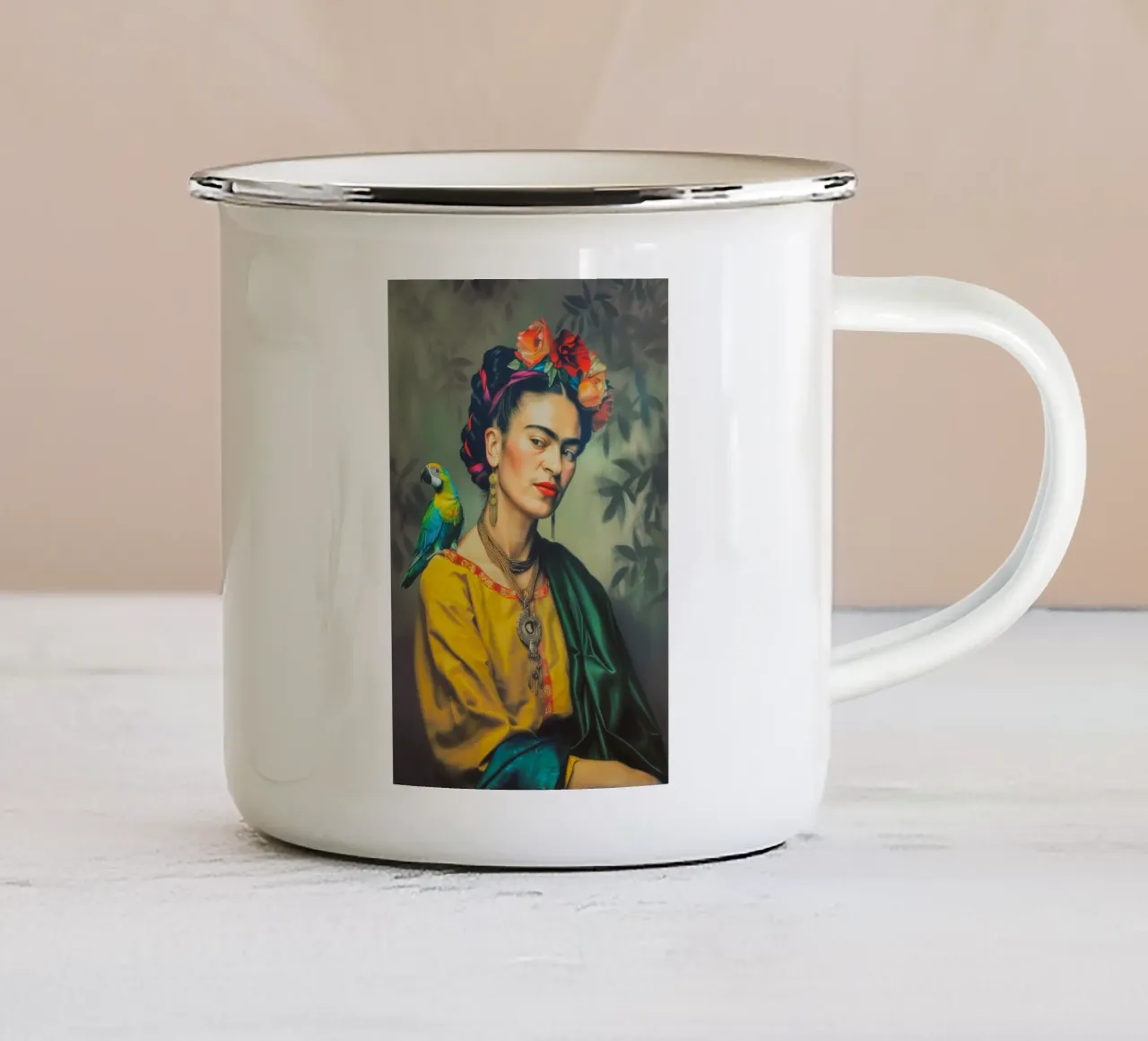 Frida Vogel Liebe tazza in smalto da Carinaprint