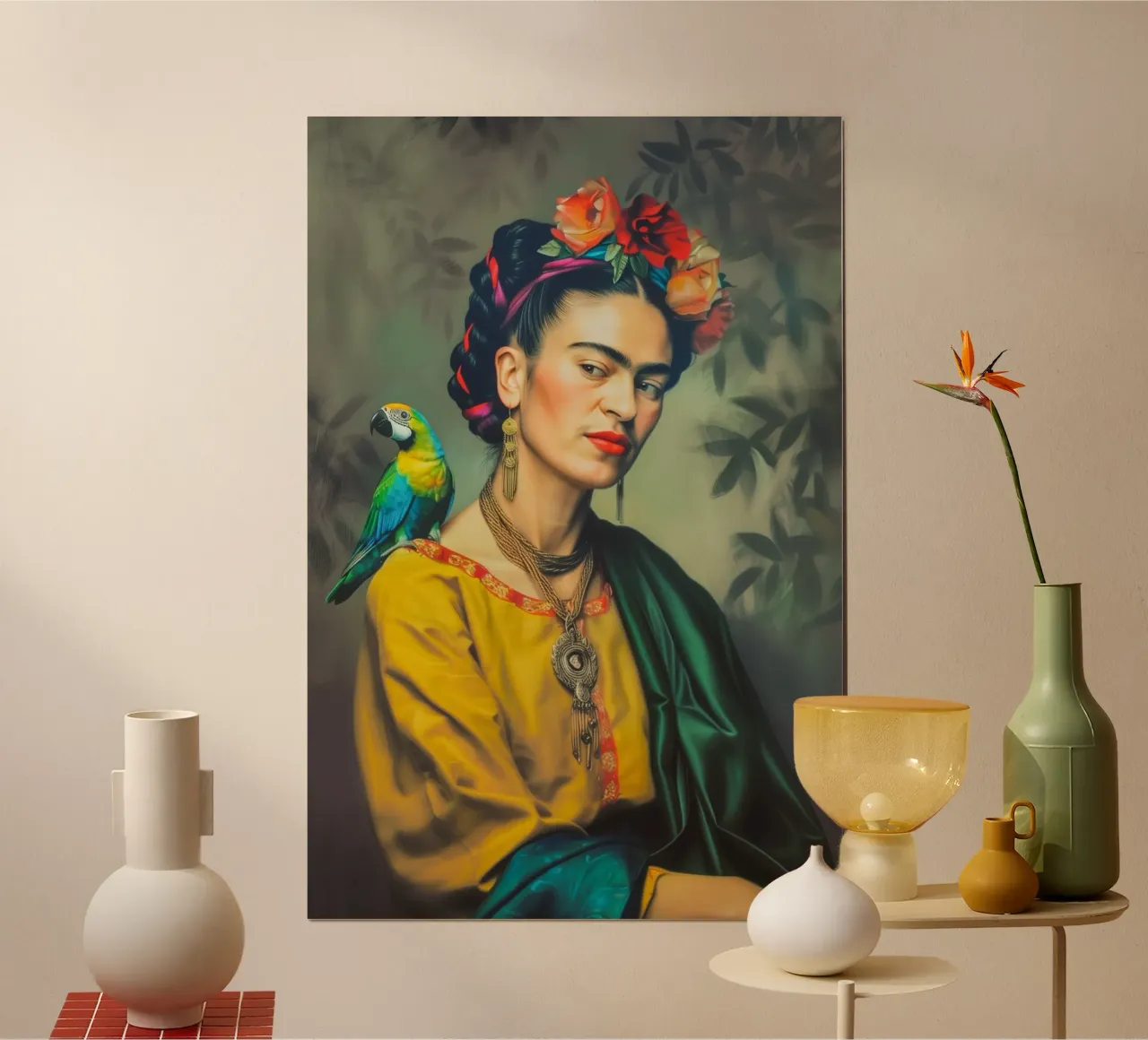 Frida Vogel Liebe poster con telaio in legno da Carinaprint