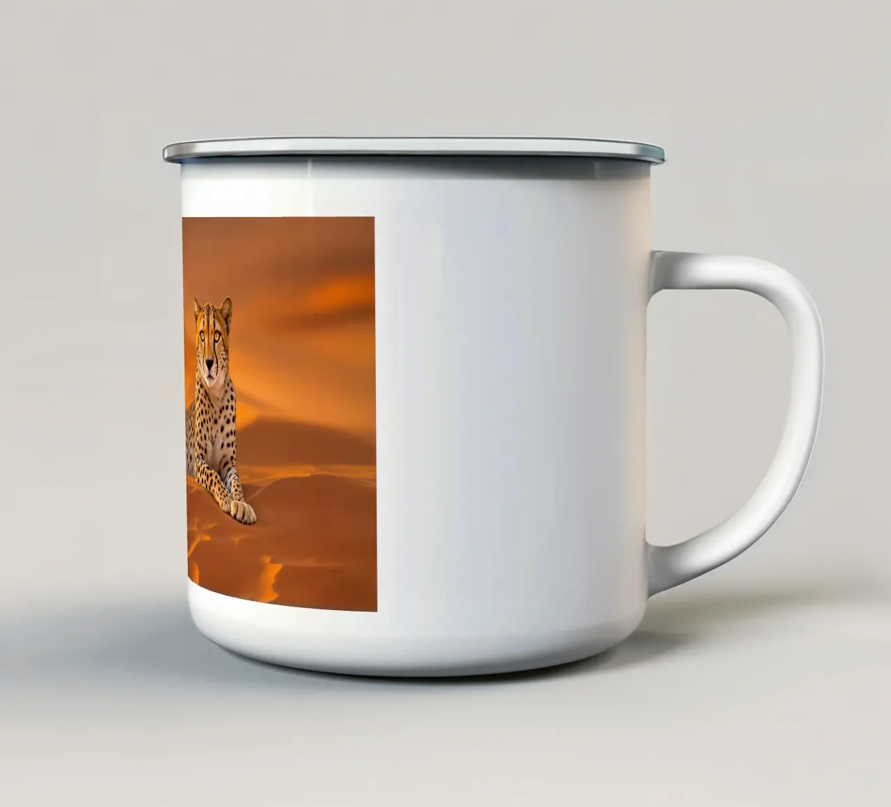 Cheetah of the Moroccan desert enamel mug by Art-Travel
