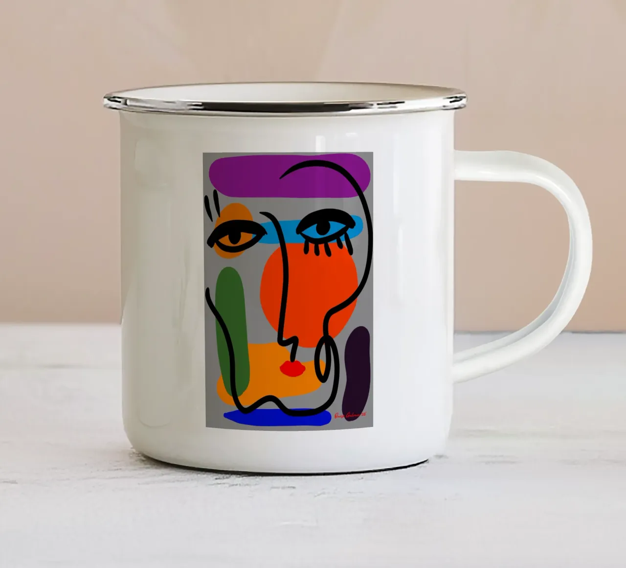 Geometric Play tazza in smalto da Mike Leymi