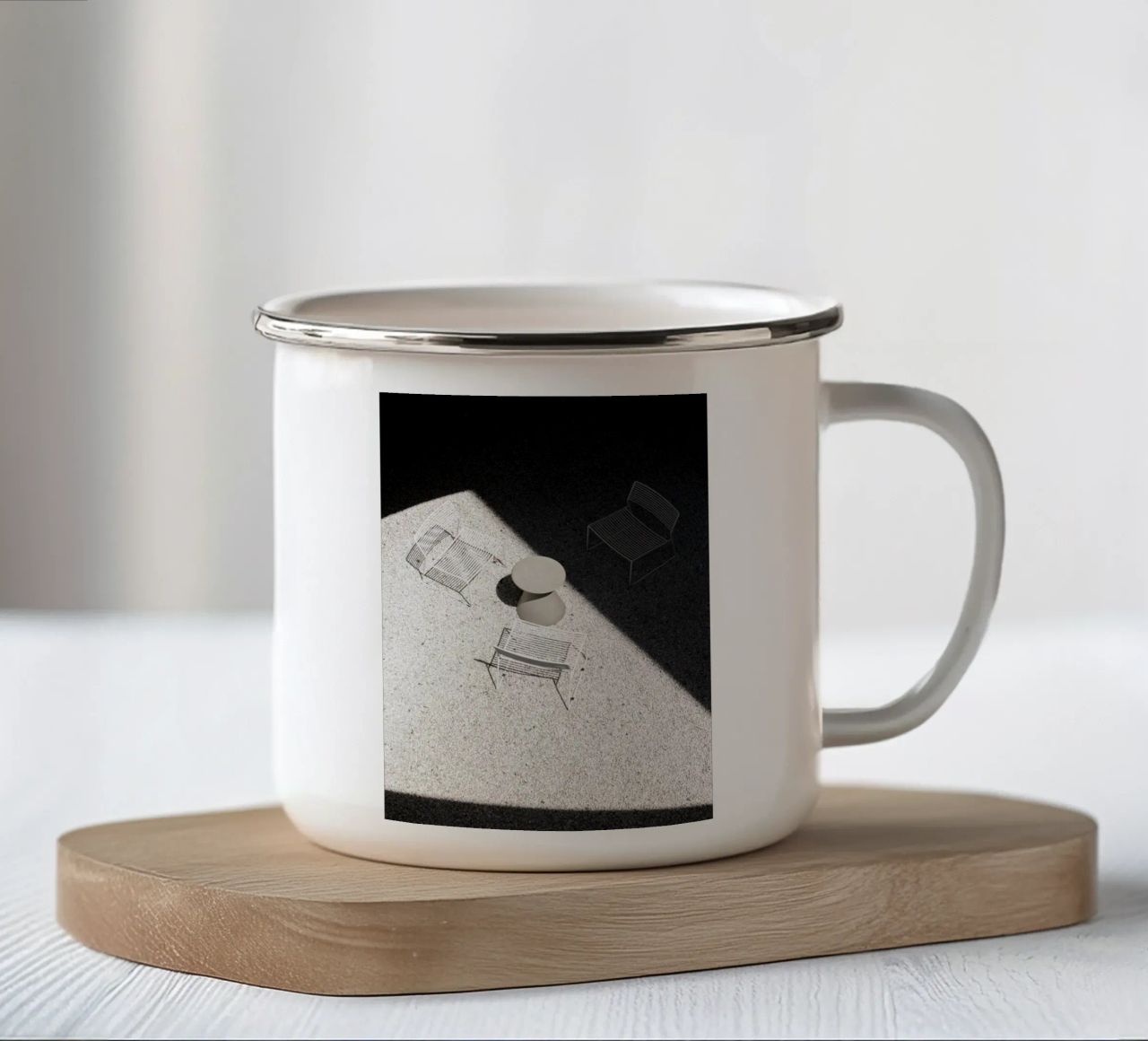 Un luogo tranquillo tazza in smalto da rafael campezato