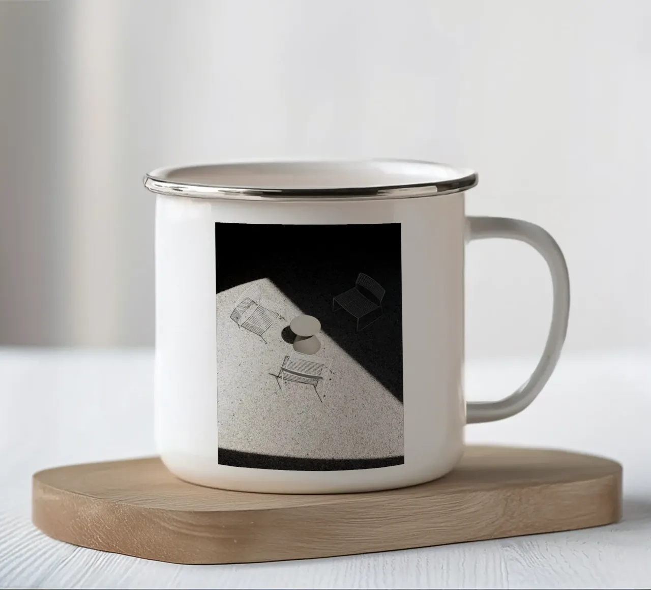 Un lugar tranquilo taza de esmalte de rafael campezato
