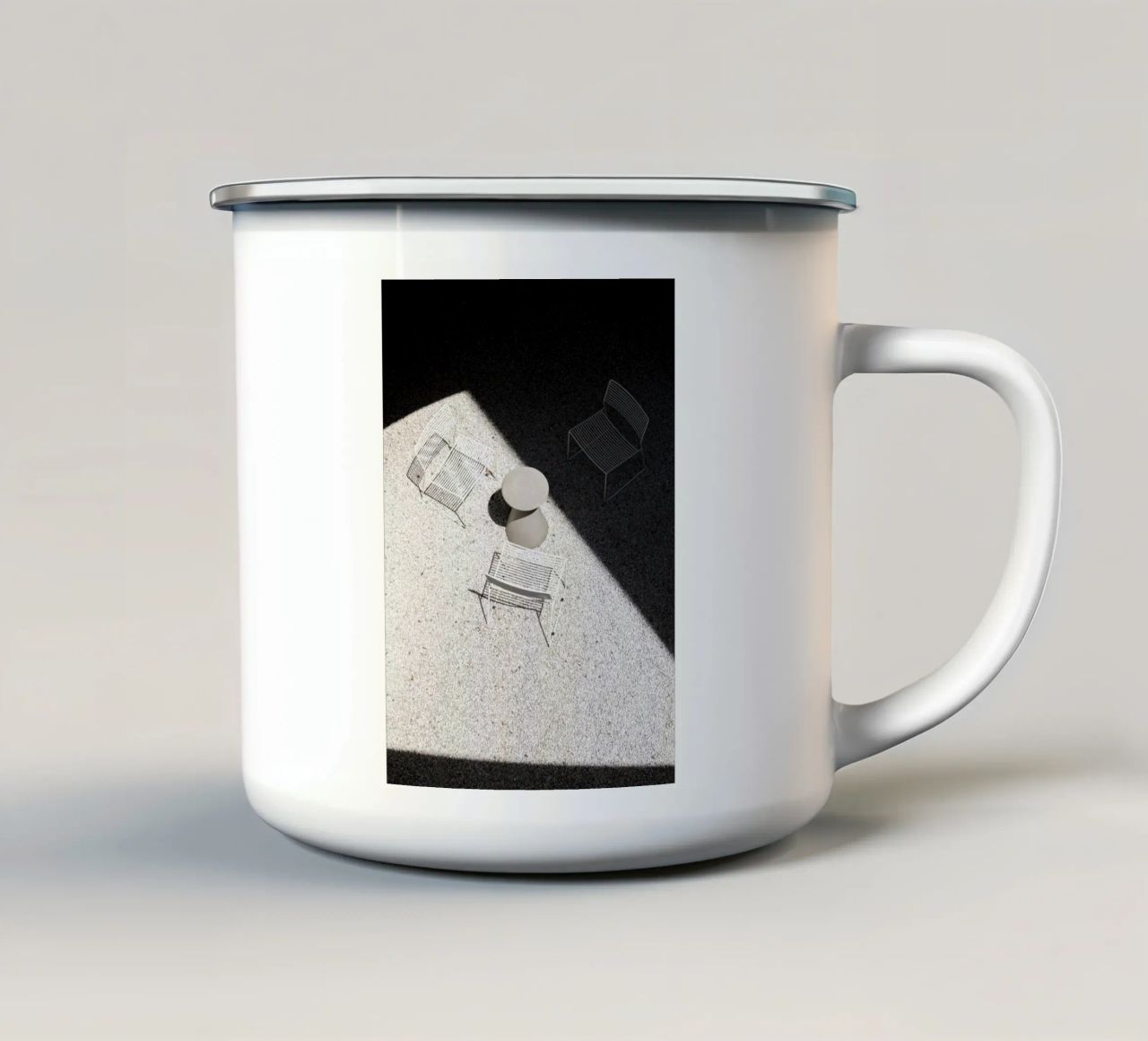 Un luogo tranquillo tazza in smalto da rafael campezato
