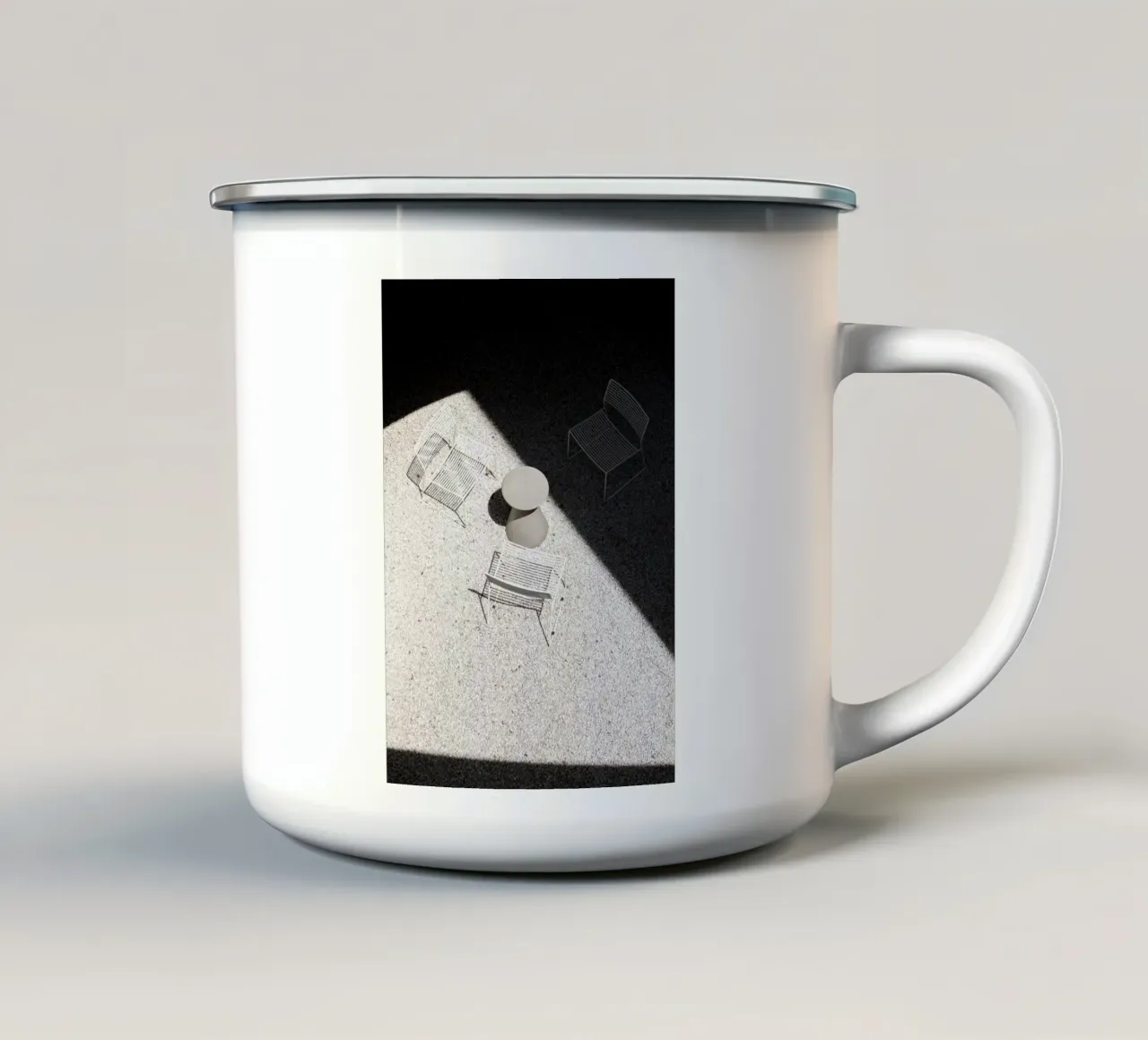 Un lugar tranquilo taza de esmalte de rafael campezato