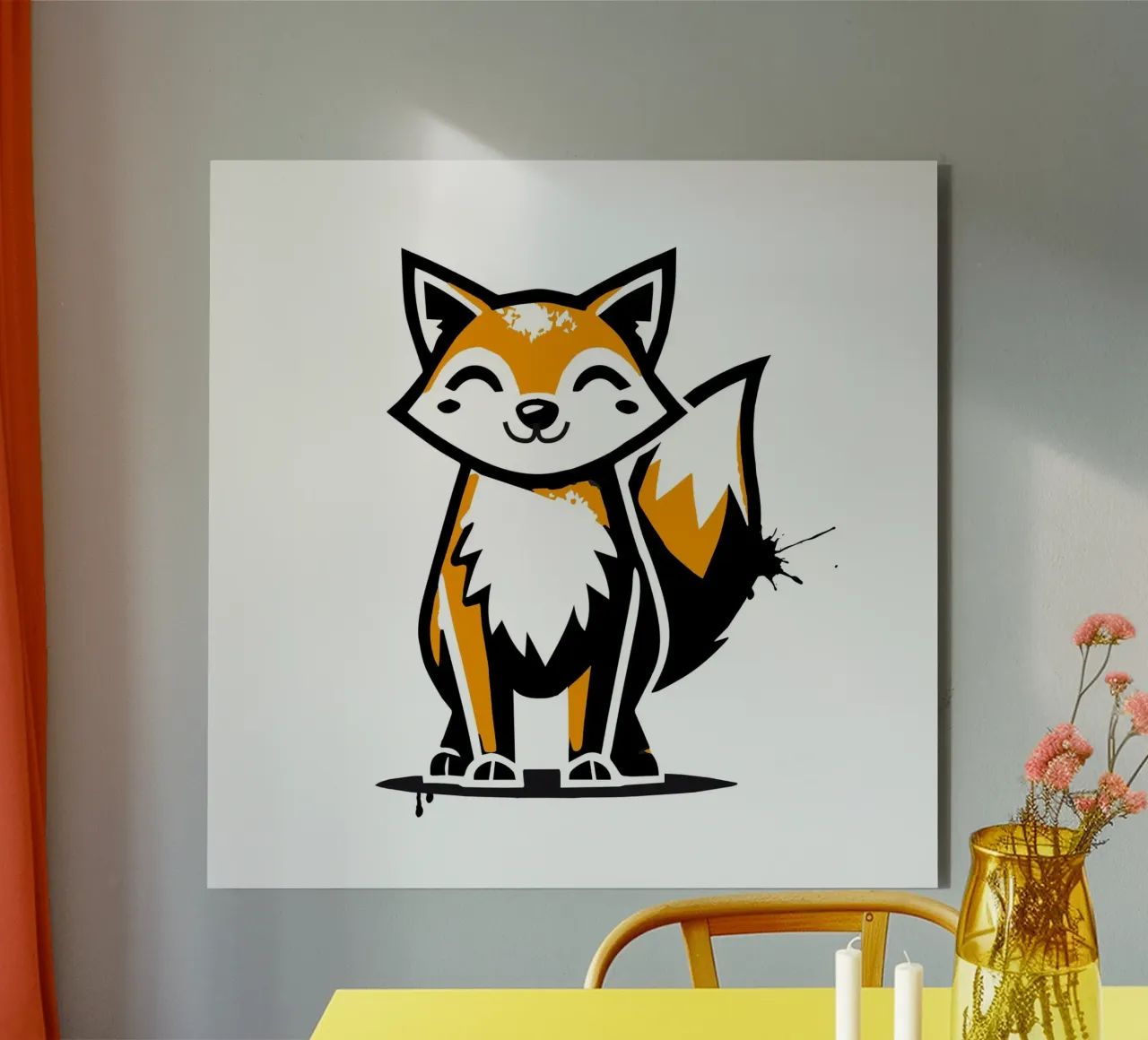 Volpe a stencil in stile urbano alluminio dibond da namosh
