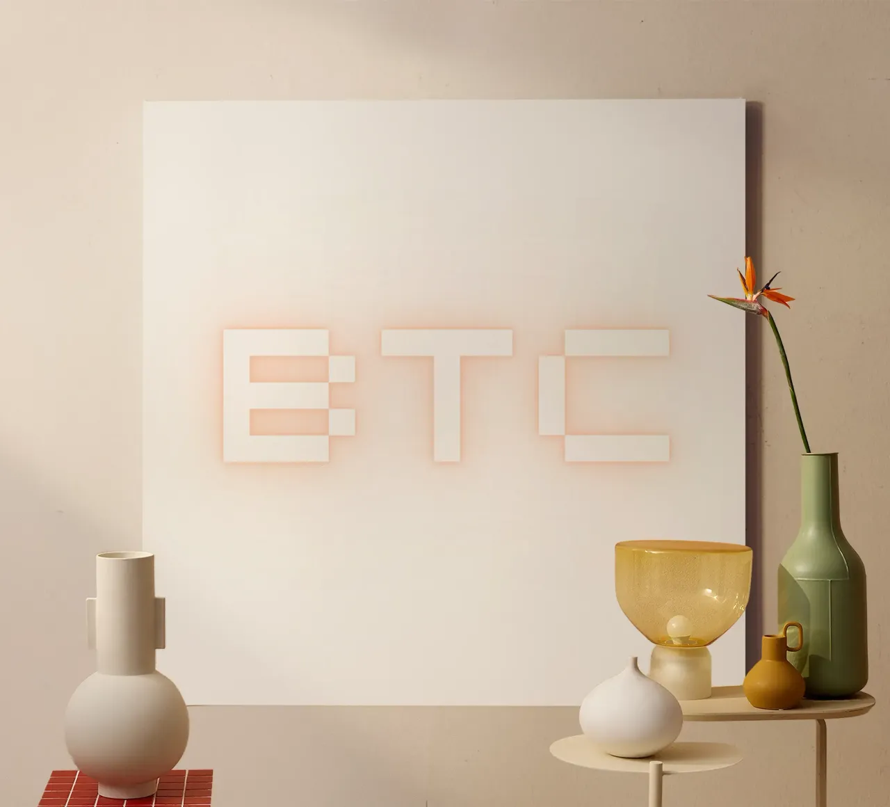 BTC_Glow Orange tela con Cornice a cassetta da Crypto_Jungle