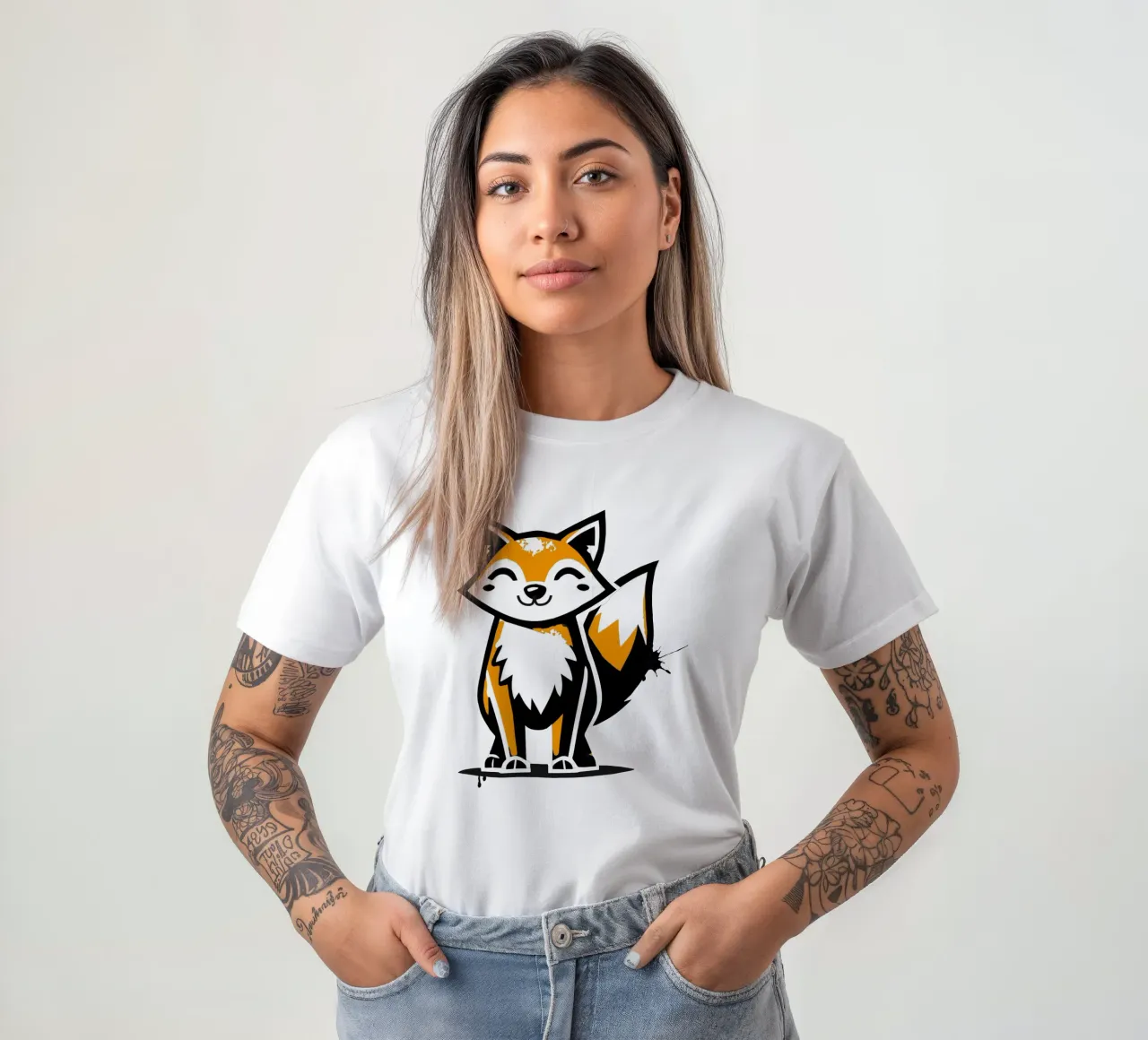 Volpe a stencil in stile urbano t-shirt da namosh