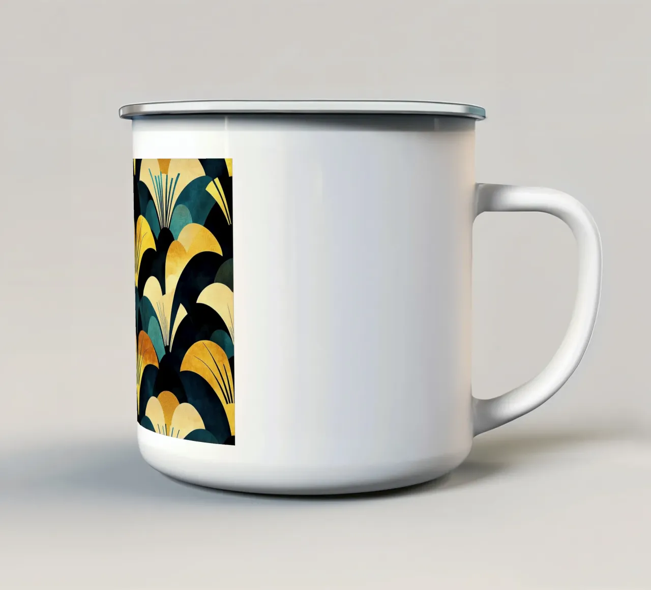 Art déco "Golden Deco Horizons" tazza in smalto da Nikis Art Studio