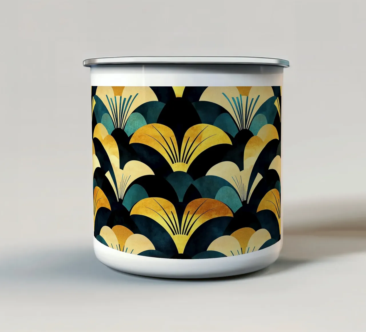 Art déco "Golden Deco Horizons" tazza in smalto da Nikis Art Studio