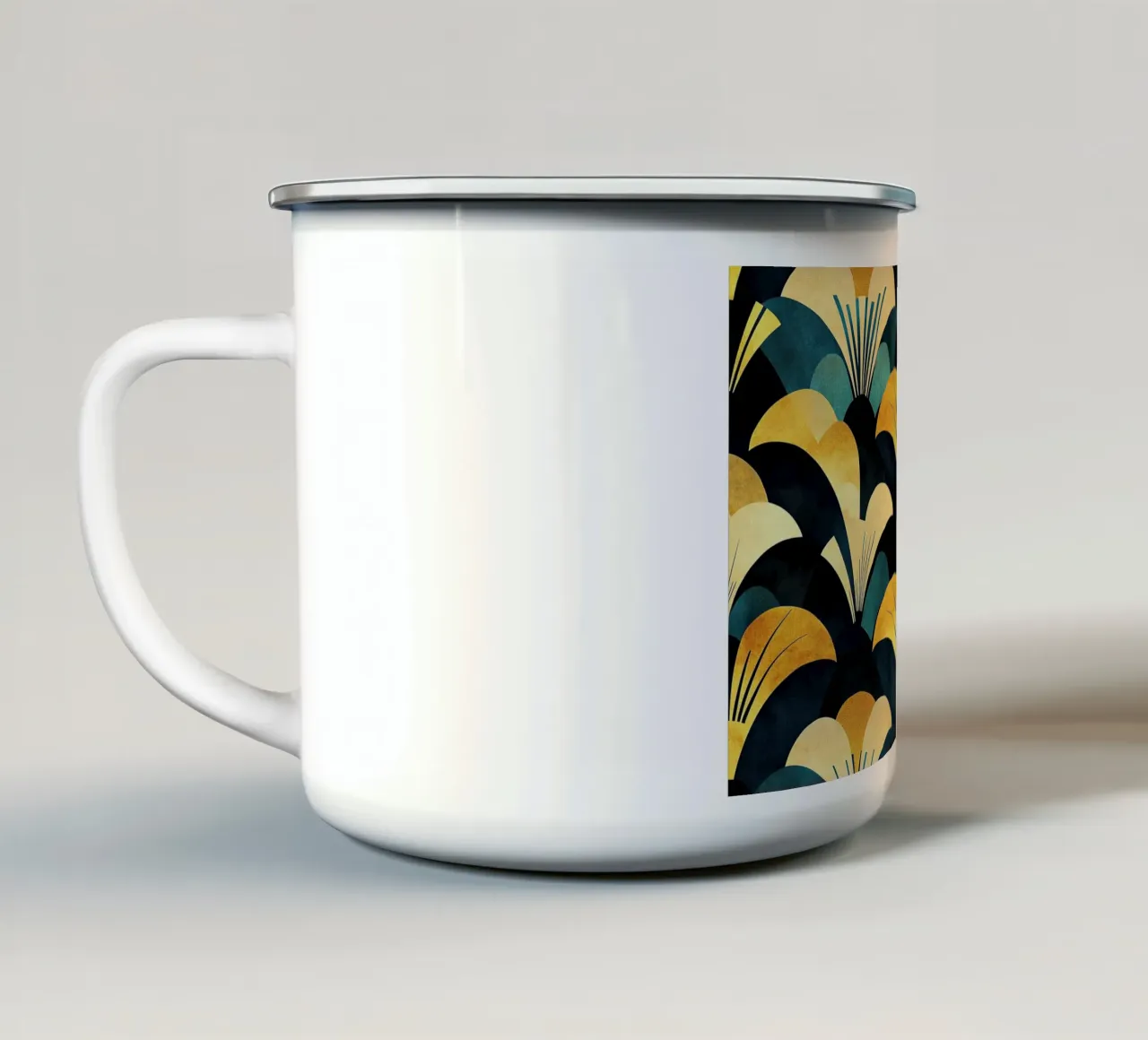 Art déco "Golden Deco Horizons" tazza in smalto da Nikis Art Studio