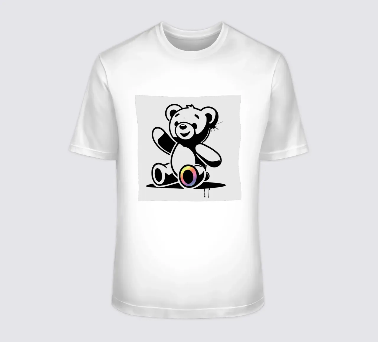 Orsetto a stencil con accenti arcobaleno t-shirt da namosh