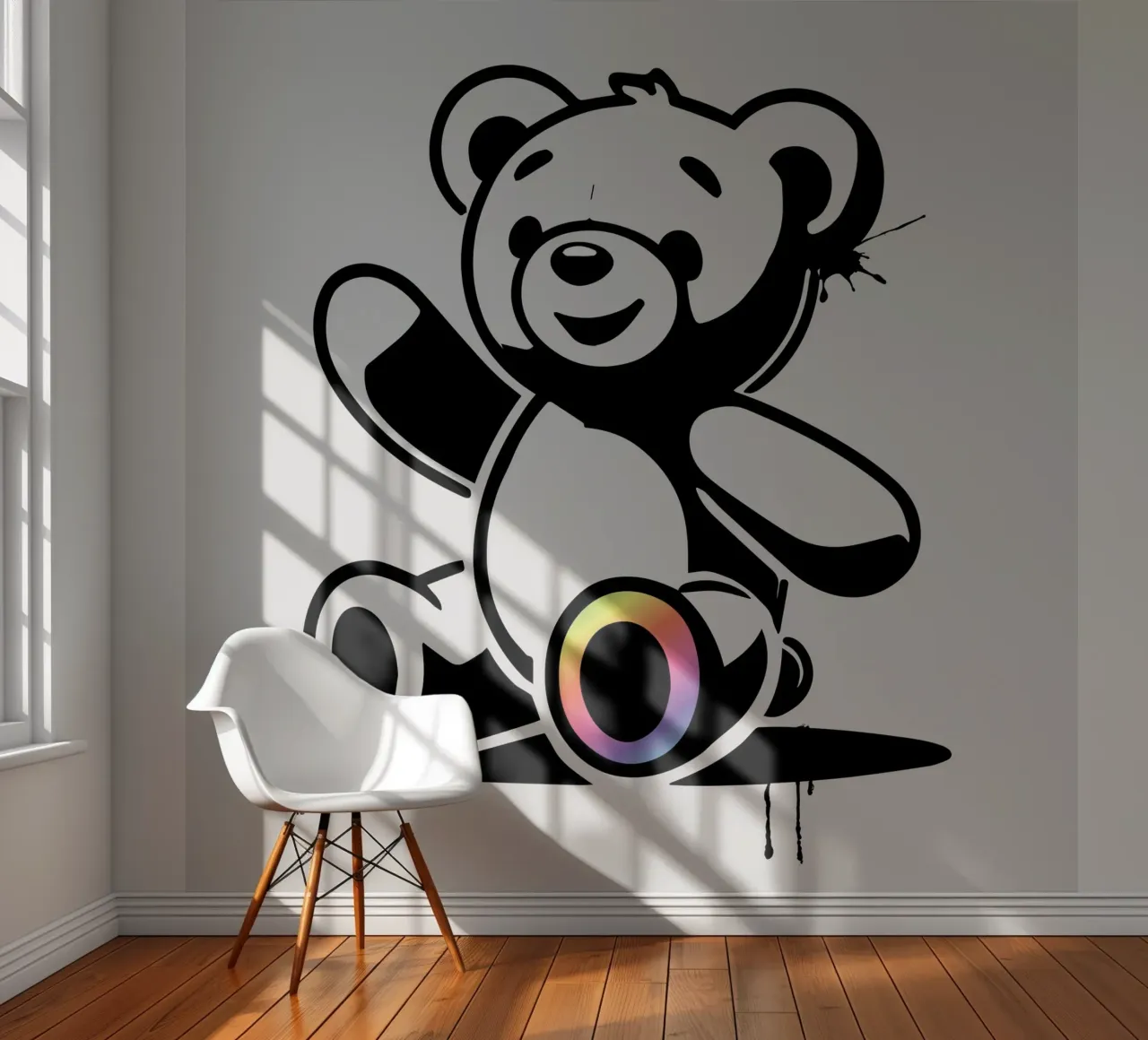 Stencil teddy bear with rainbow accent photo wallpaper by namosh