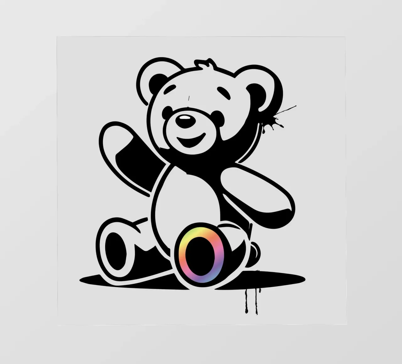 Stencil teddy bear with rainbow accent photo wallpaper by namosh
