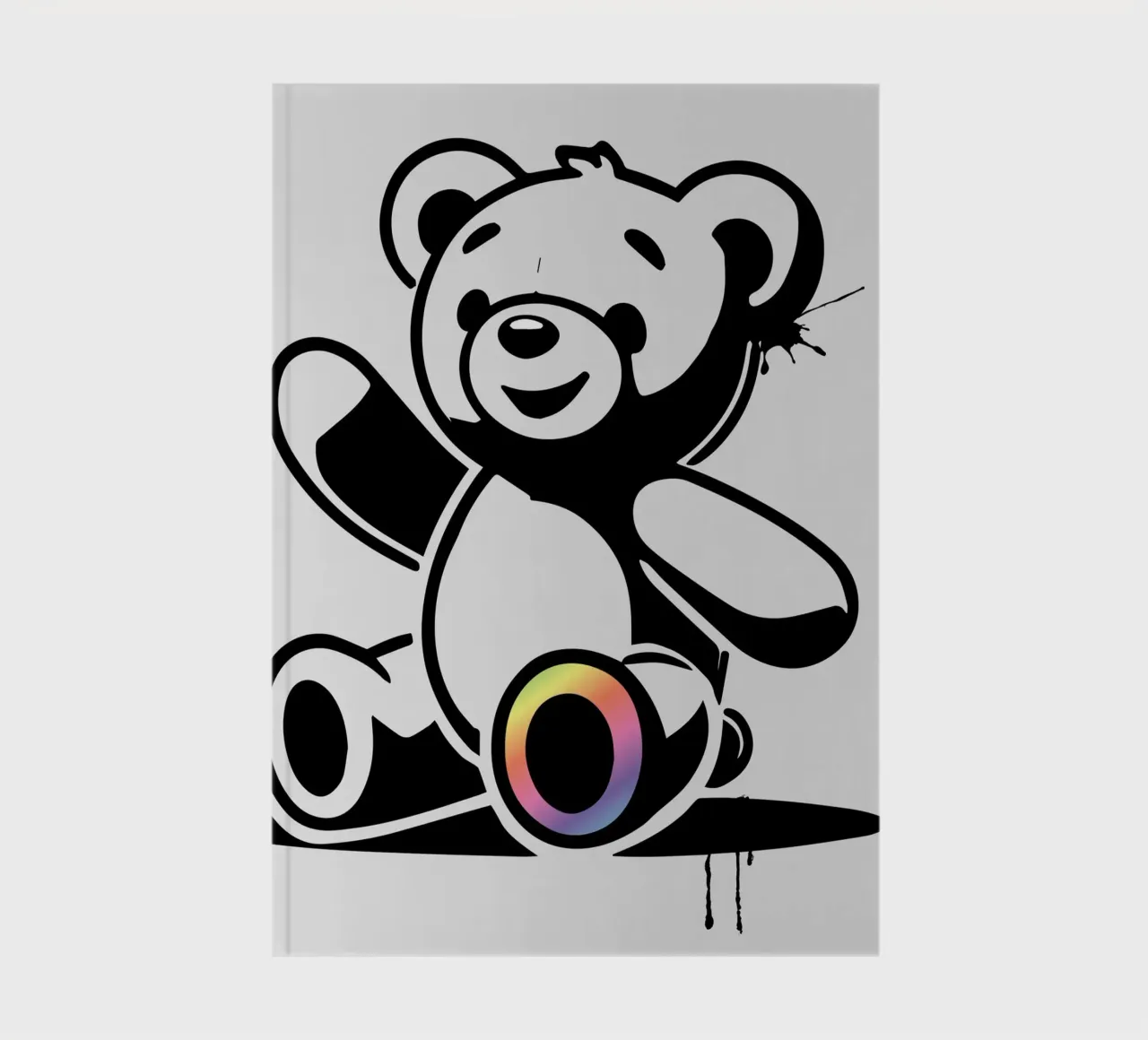 Stencil teddy bear with rainbow accent notebook by namosh