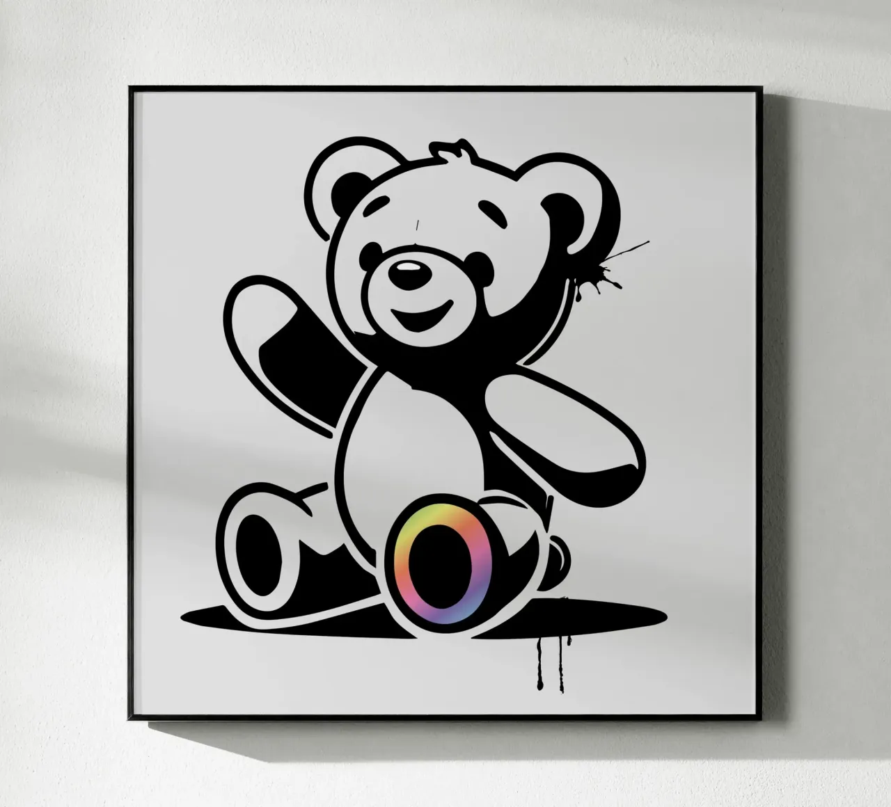 Orsetto a stencil con accenti arcobaleno plexiglass da namosh