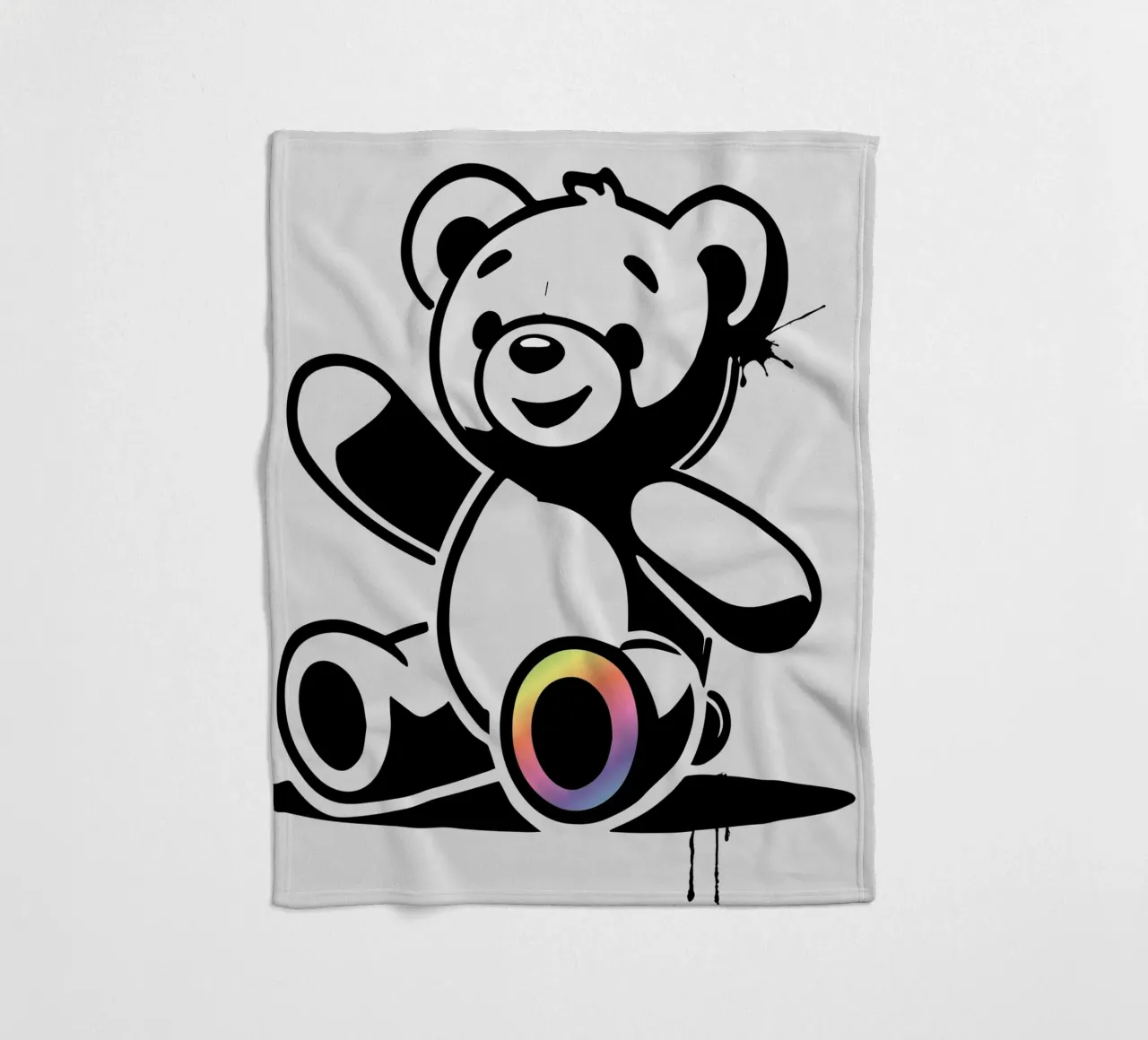Orsetto a stencil con accenti arcobaleno coperta in pile da namosh
