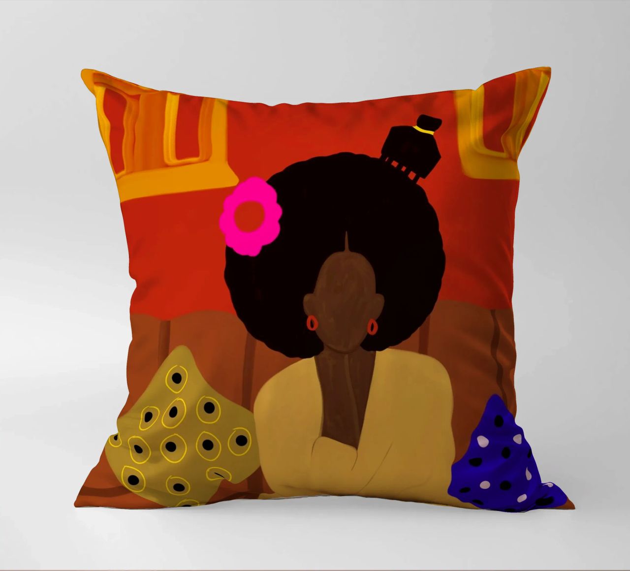 Afro Blossom decorative cushion by Mathudace Créas