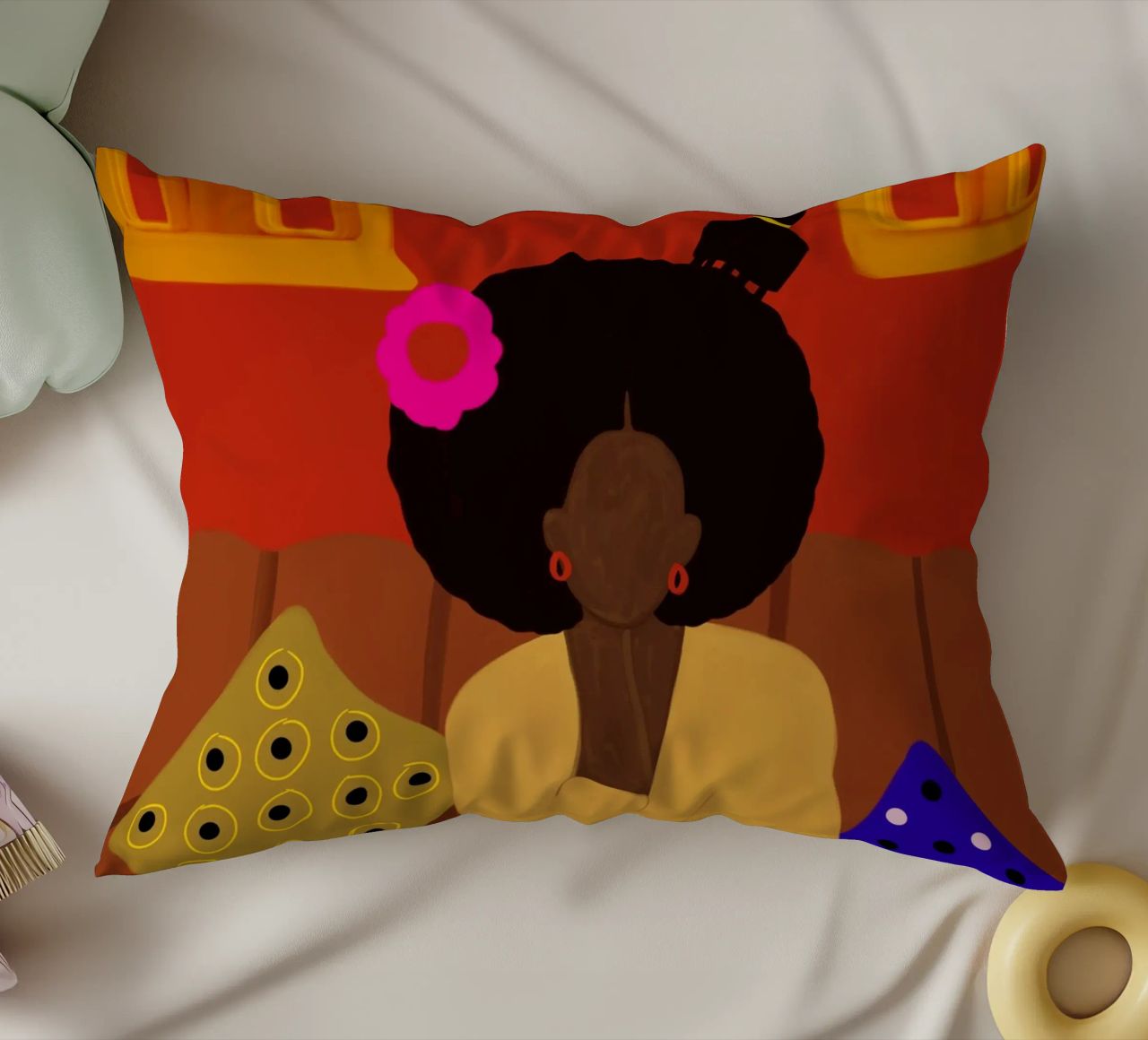 Afro Blossom decorative cushion by Mathudace Créas