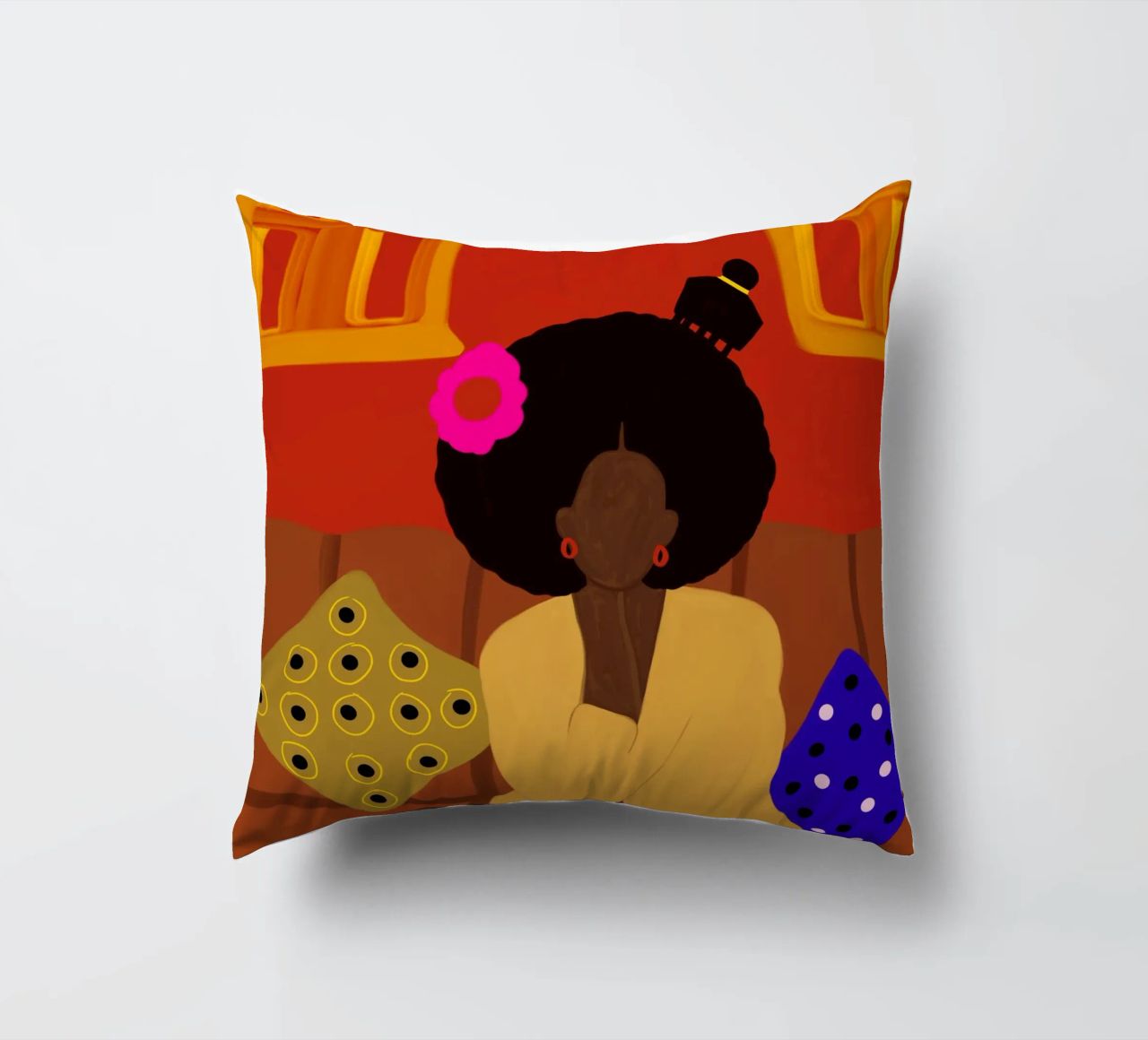 Afro Blossom decorative cushion by Mathudace Créas
