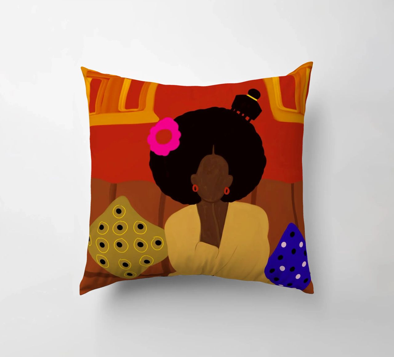 Afro Blossom decorative cushion by Mathudace Créas
